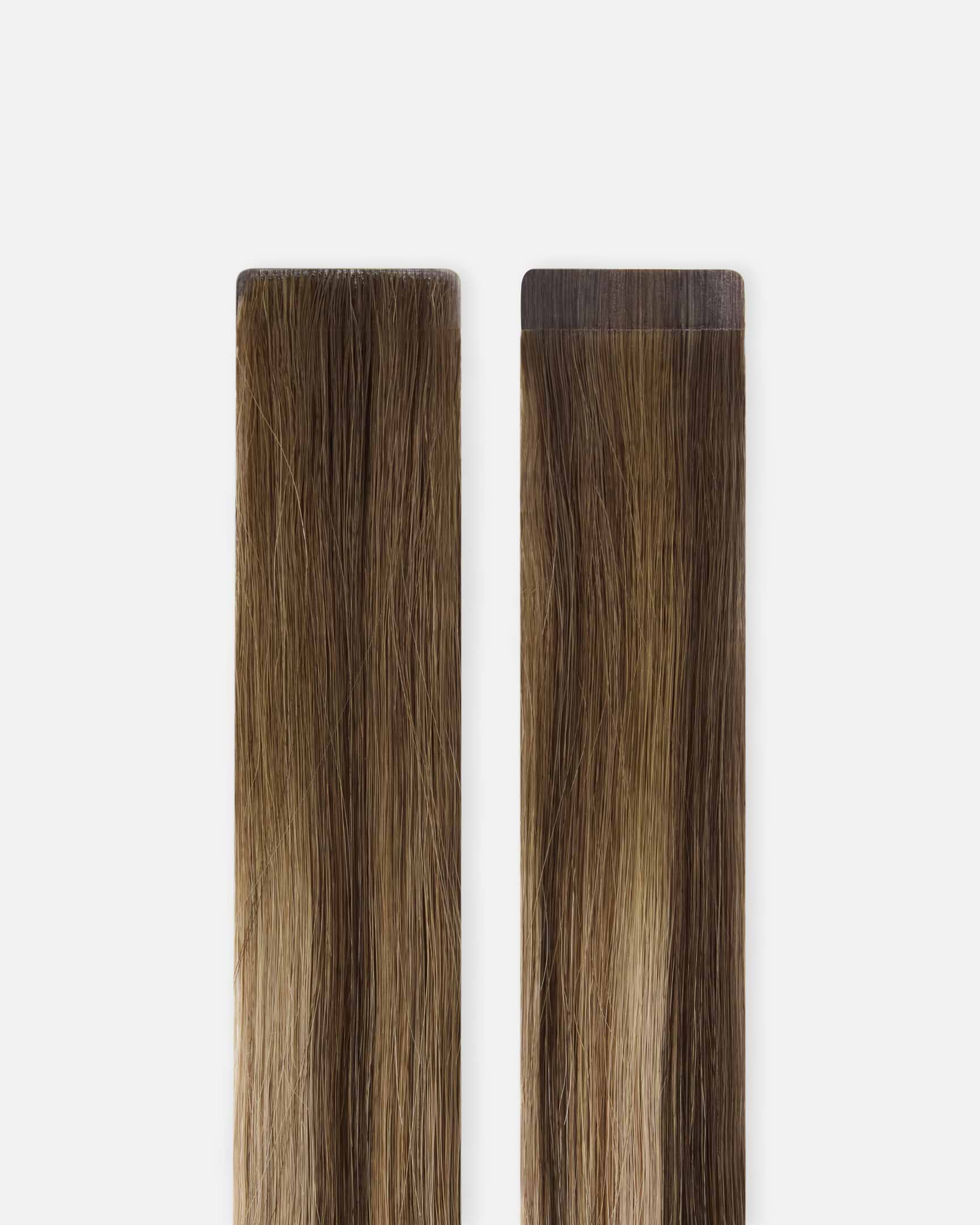 Premium Tape Extensions 30 cm - Straight - Mixed Tapes 3 cm - 8 Pieces - Hazelnut Caramel Balayage - Rapunzel of Sweden - Image 4
