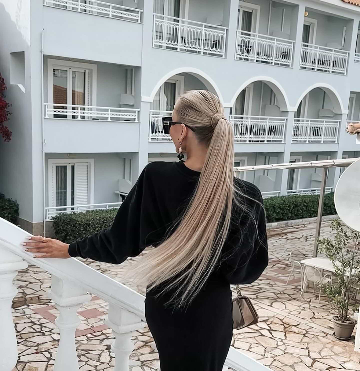 Ponytail 60 cm - Straight - Ponytail - Medium Volume - Cendre Ash Blonde Mix - Rapunzel of Sweden - Image 2