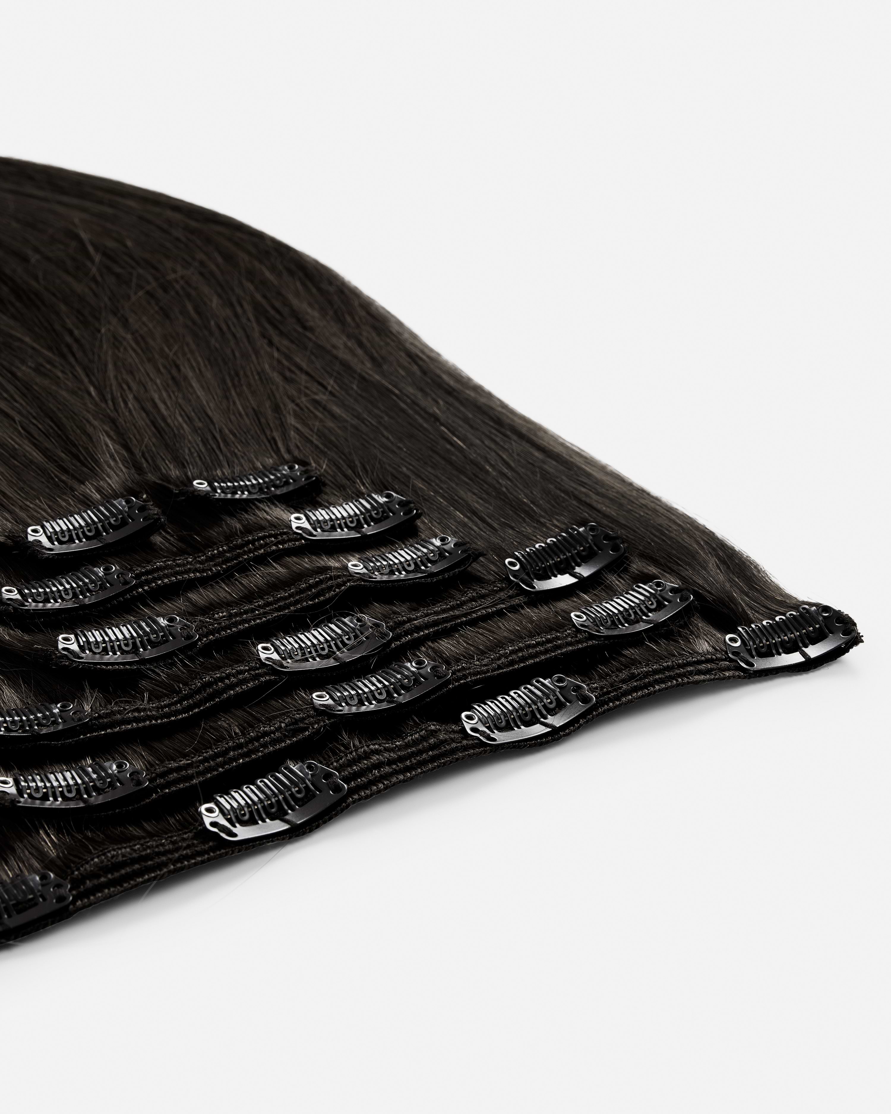 Classic Clip-ins 40 cm - Straight - Classic Clip-ins - Medium Volume - 7 Pieces - Black Brown - Rapunzel of Sweden - Image 4