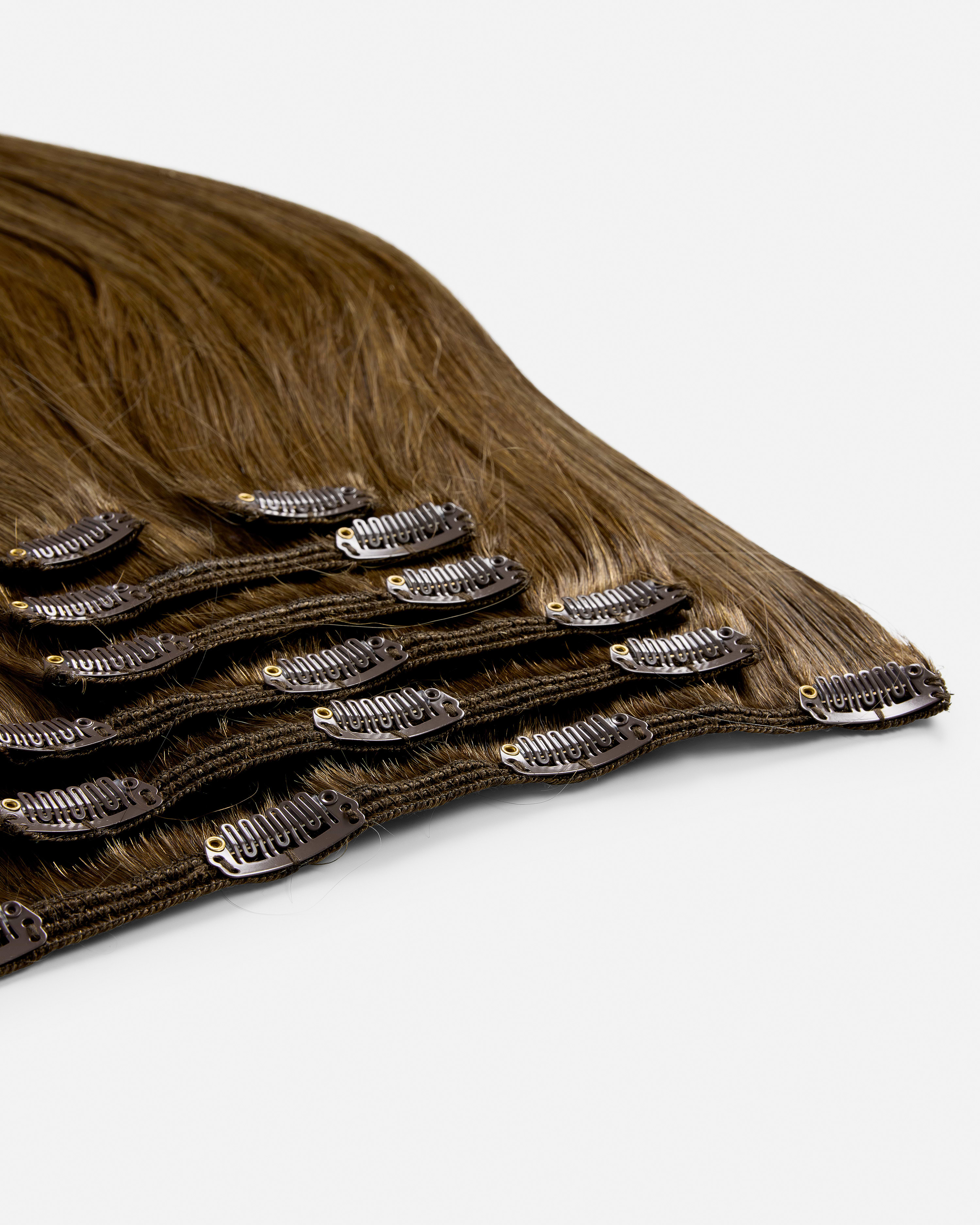 Classic Clip-ins 40 cm - Straight - Classic Clip-ins - Medium Volume - 7 Pieces - Brown - Rapunzel of Sweden - Image 4