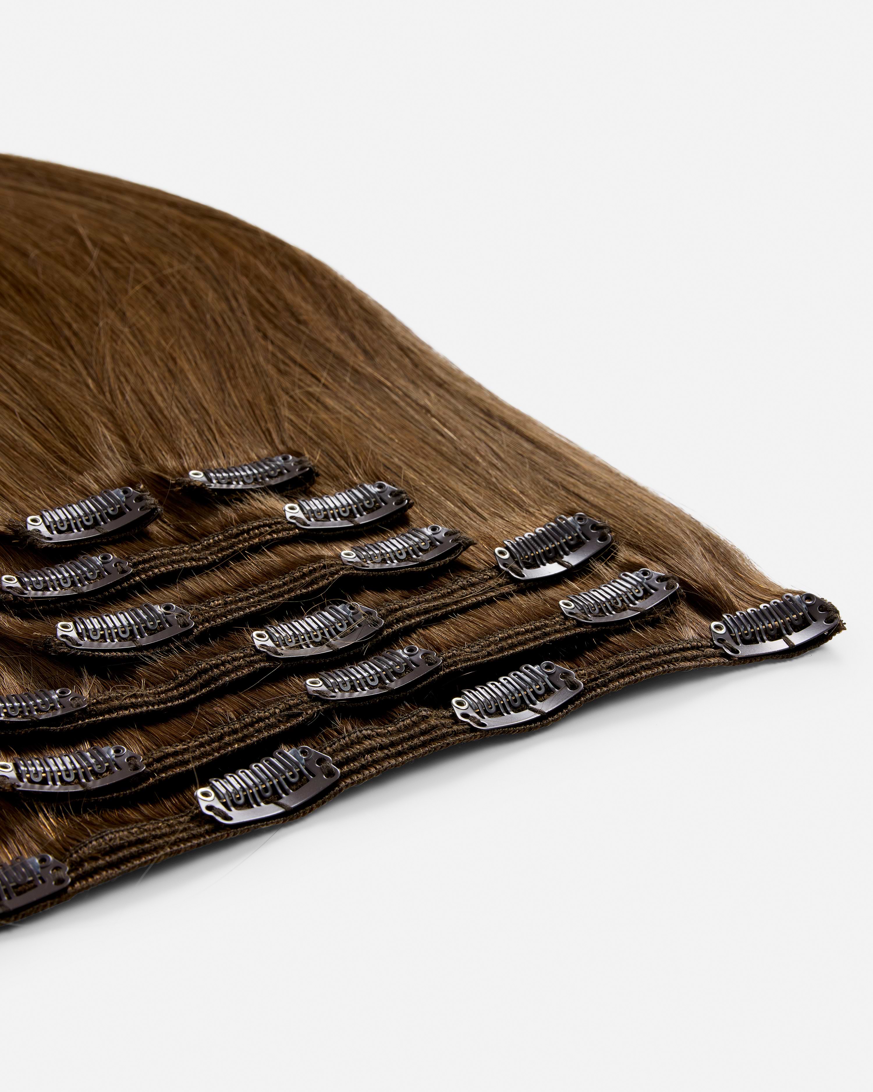 Classic Clip-ins 40 cm - Straight - Classic Clip-ins - Medium Volume - 7 Pieces - Dark Brown - Rapunzel of Sweden - Image 4