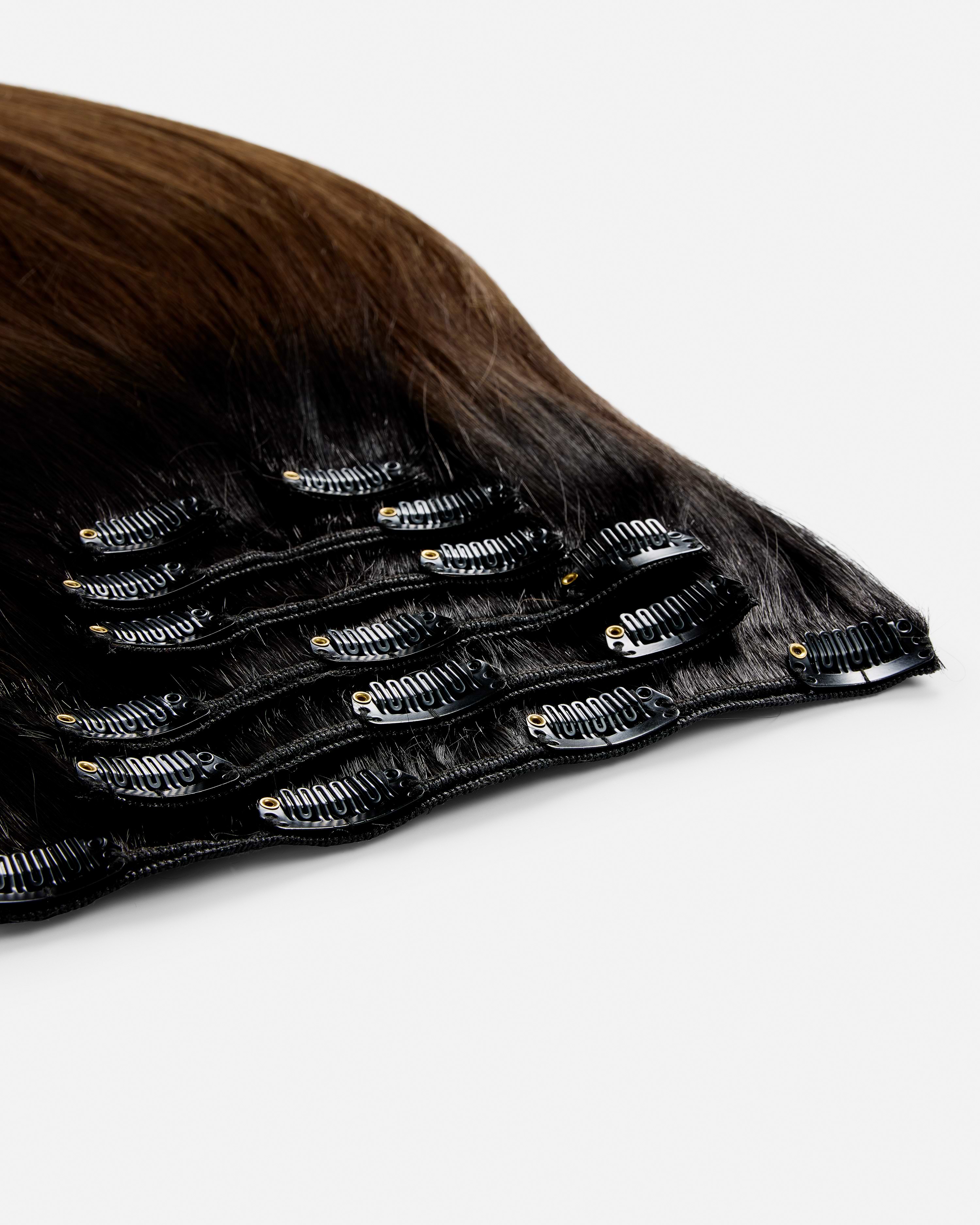 Classic Clip-ins 40 cm - Straight - Classic Clip-ins - Medium Volume - 7 Pieces - Deep Brown ColorMelt - Rapunzel of Sweden - Image 2