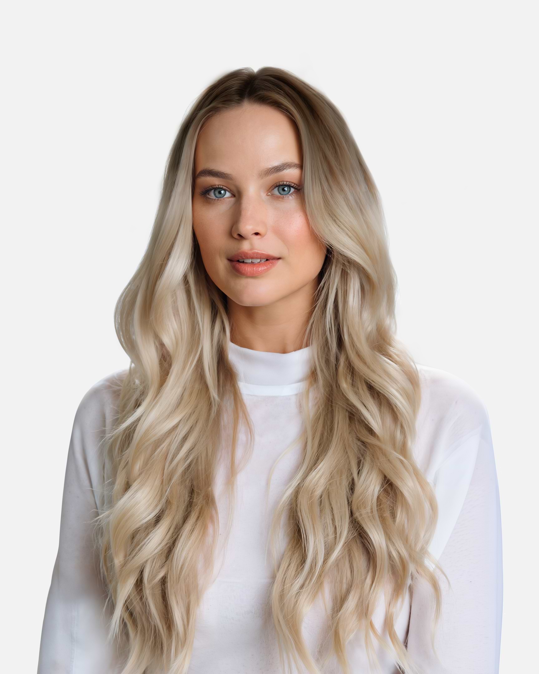 Classic Clip-ins 60 cm - Straight - Classic Clip-ins - Medium Volume - 7 Pieces - Dark Cool Blonde ColorMelt - Rapunzel of Sweden - Image 2