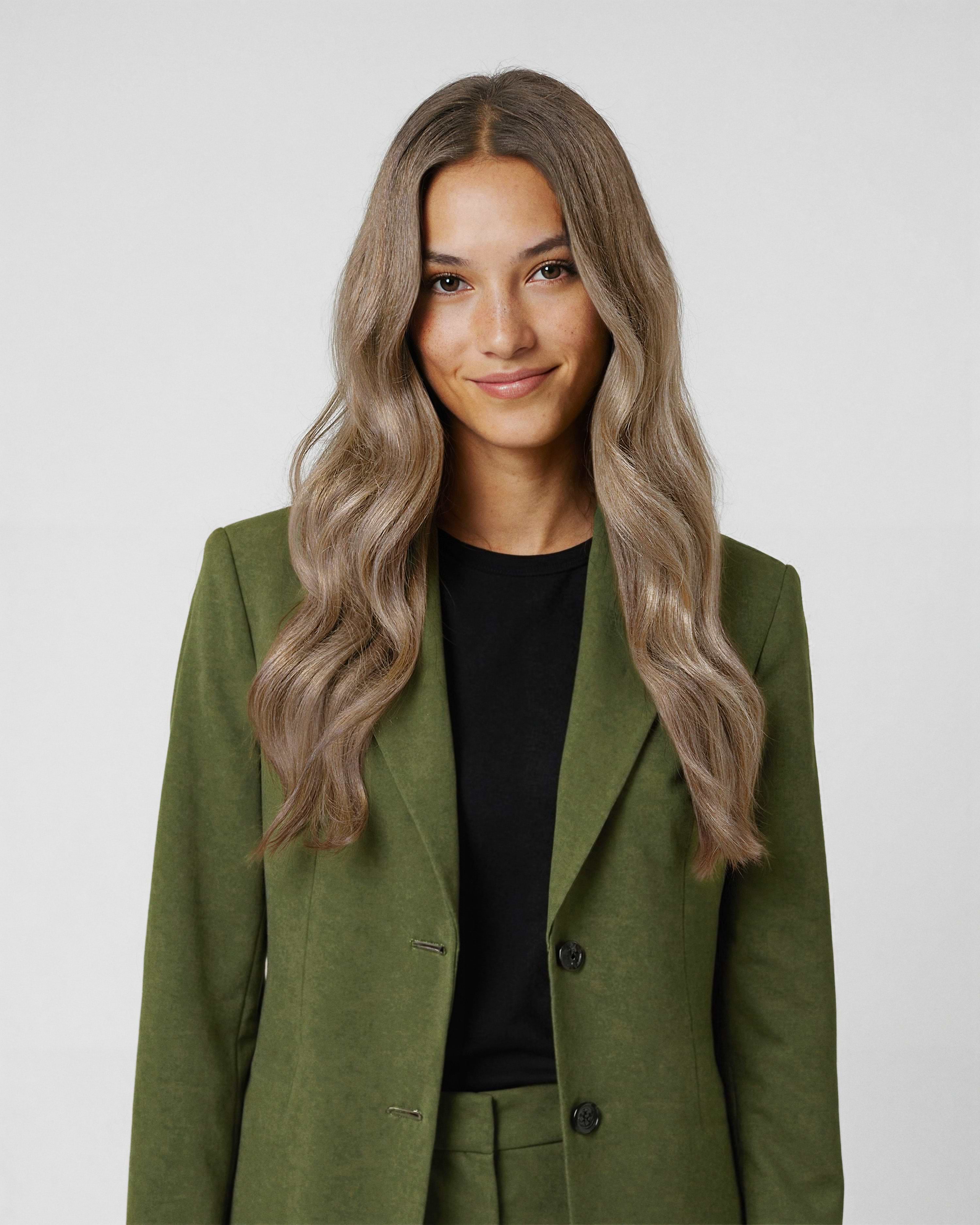 Halo Hairband 50 cm - Straight - Classic Halo Hairband Clip-ins - Medium Volume - Brown Ash Blonde Balayage - Rapunzel of Sweden - Image 2