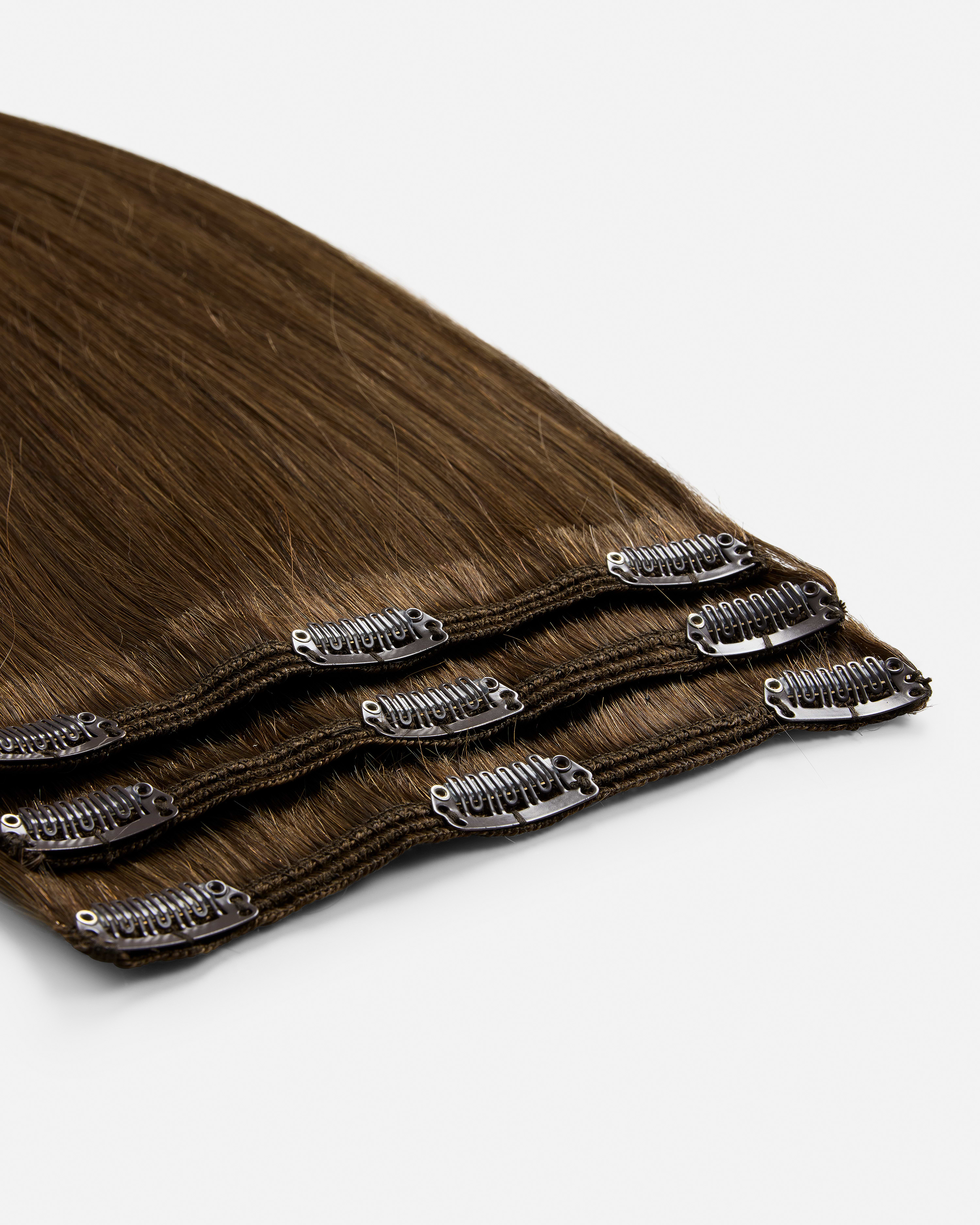 Classic Clip-ins 40 cm - Straight - Classic Clip-ins - Light Volume - 3 Pieces - Dark Brown - Rapunzel of Sweden - Image 4