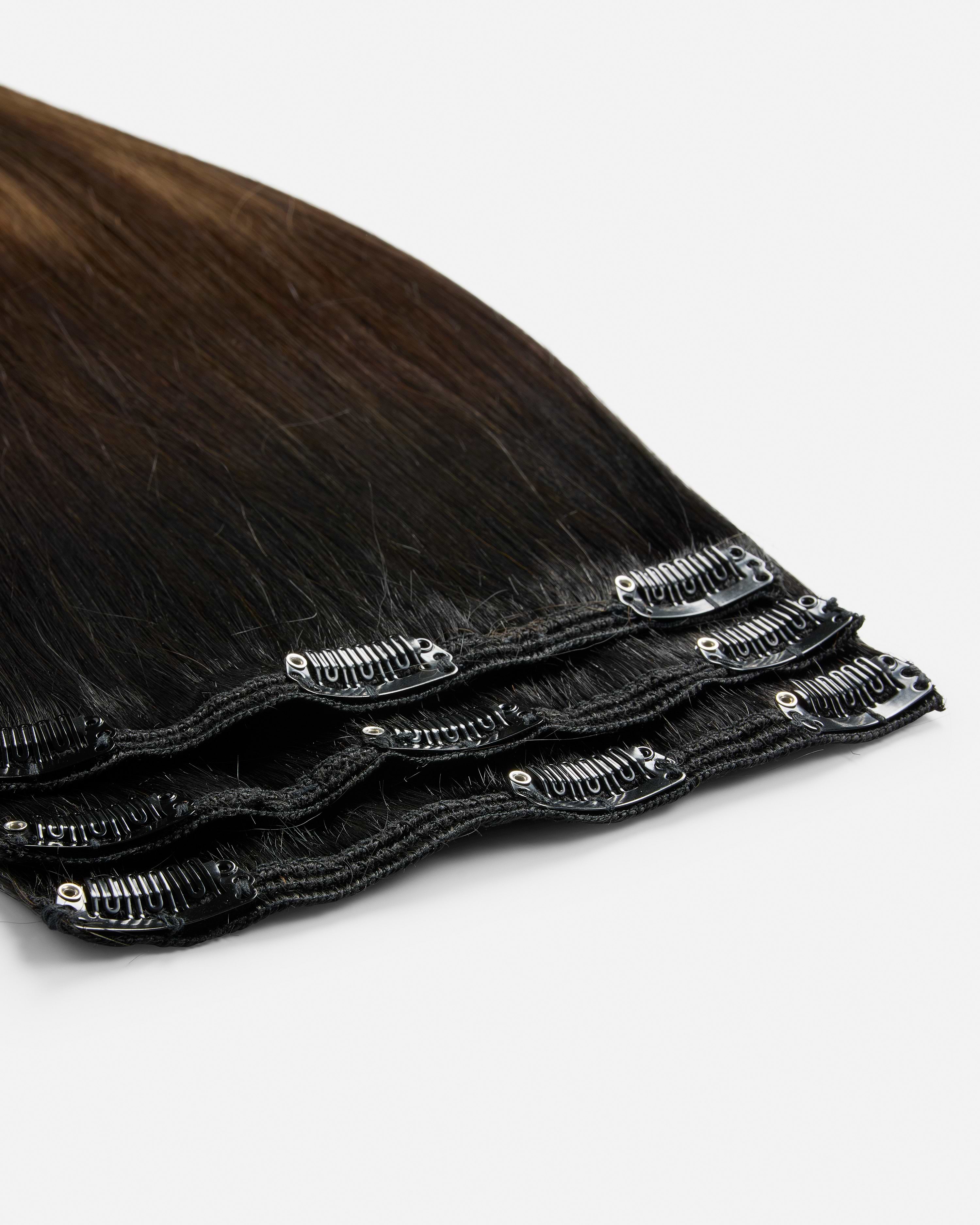 Classic Clip-ins 40 cm - Straight - Classic Clip-ins - Light Volume - 3 Pieces - Deep Brown ColorMelt - Rapunzel of Sweden - Image 4