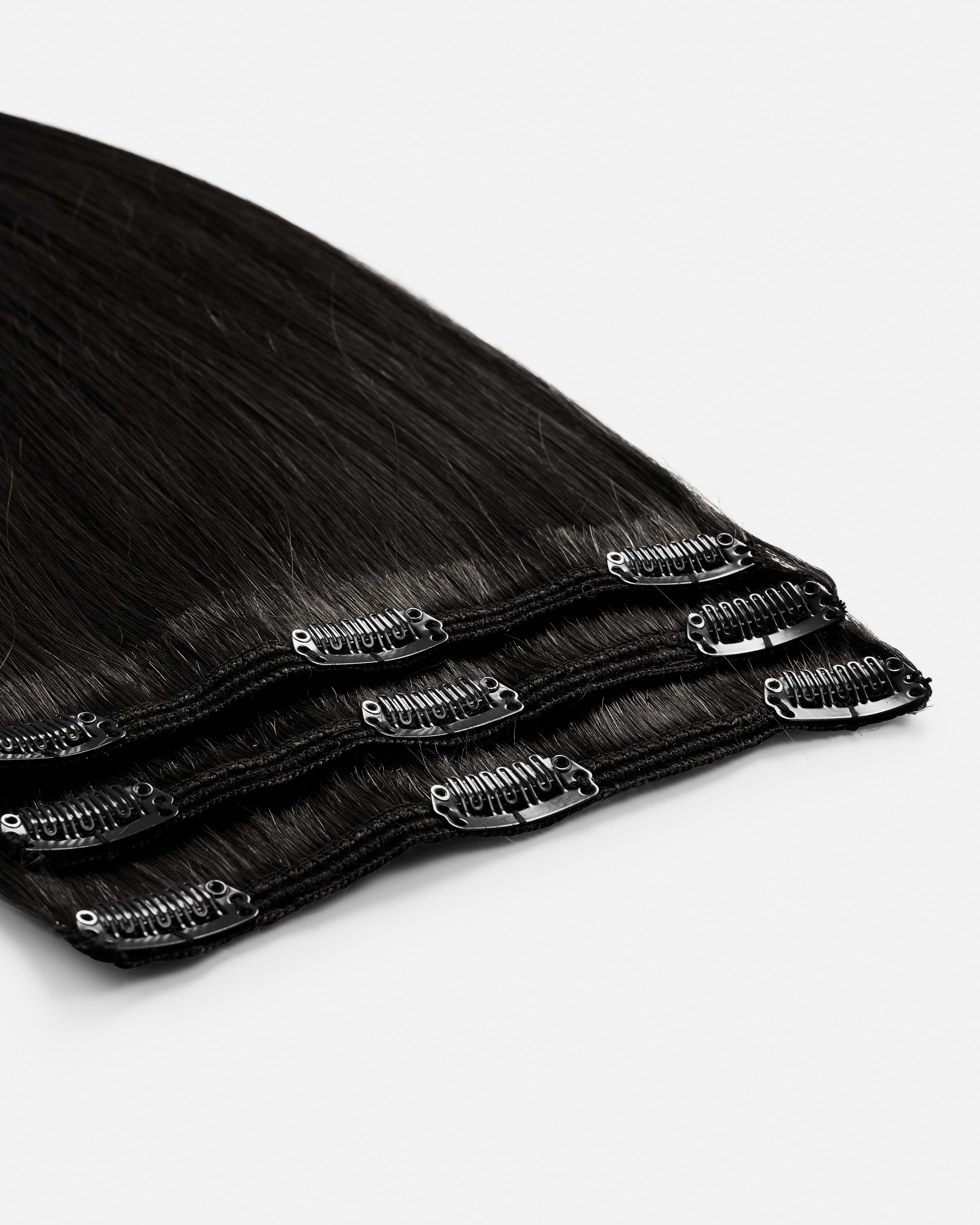 Classic Clip-ins 40 cm - Straight - Classic Clip-ins - Light Volume - 3 Pieces - Black Brown - Rapunzel of Sweden - Image 4