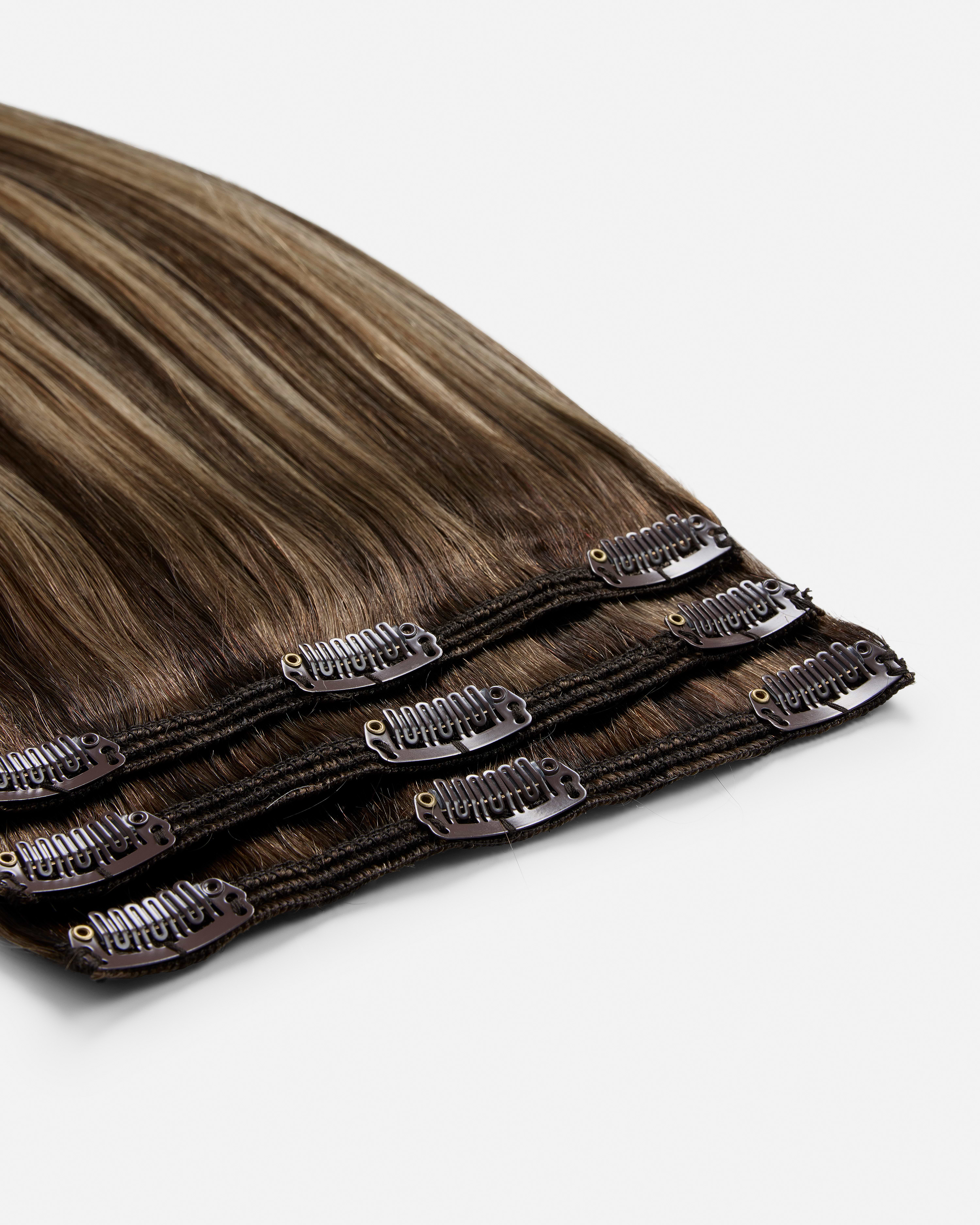 Classic Clip-ins 40 cm - Straight - Classic Clip-ins - Light Volume - 3 Pieces - Hazelnut Caramel Balayage - Rapunzel of Sweden - Image 4