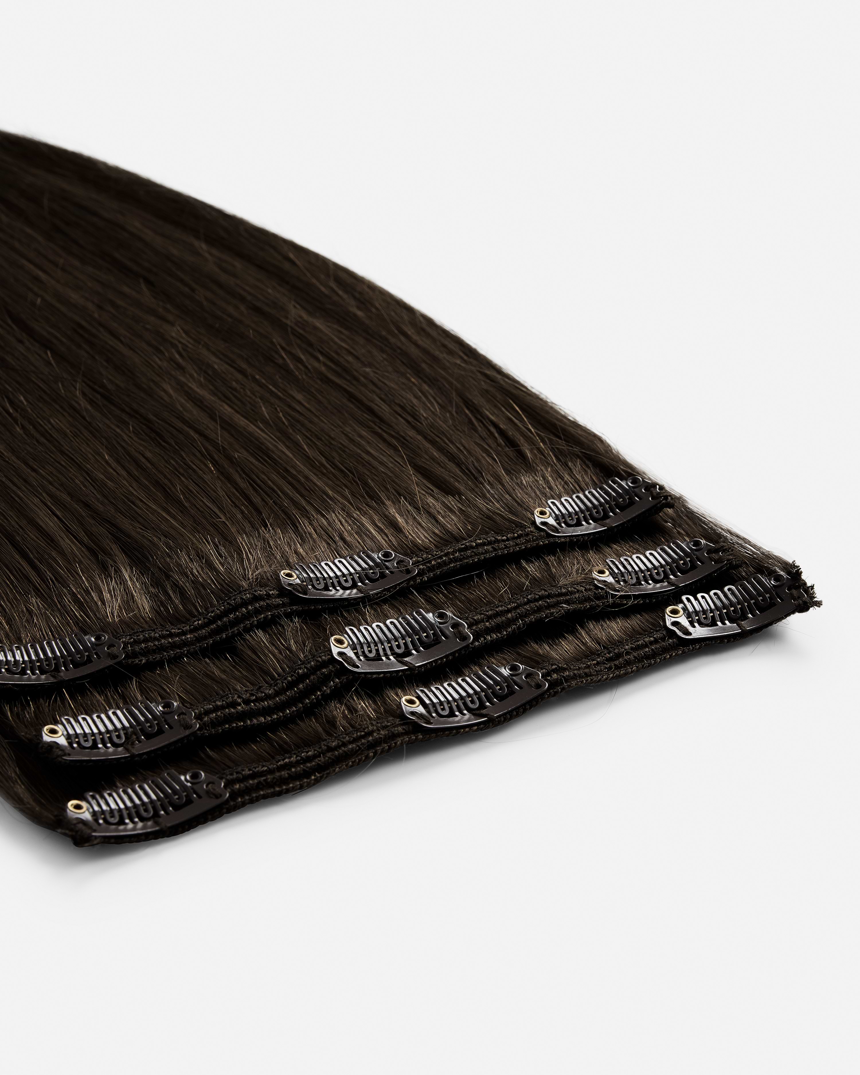 Classic Clip-ins 40 cm - Straight - Classic Clip-ins - Light Volume - 3 Pieces - Chocolate Brown - Rapunzel of Sweden - Image 4