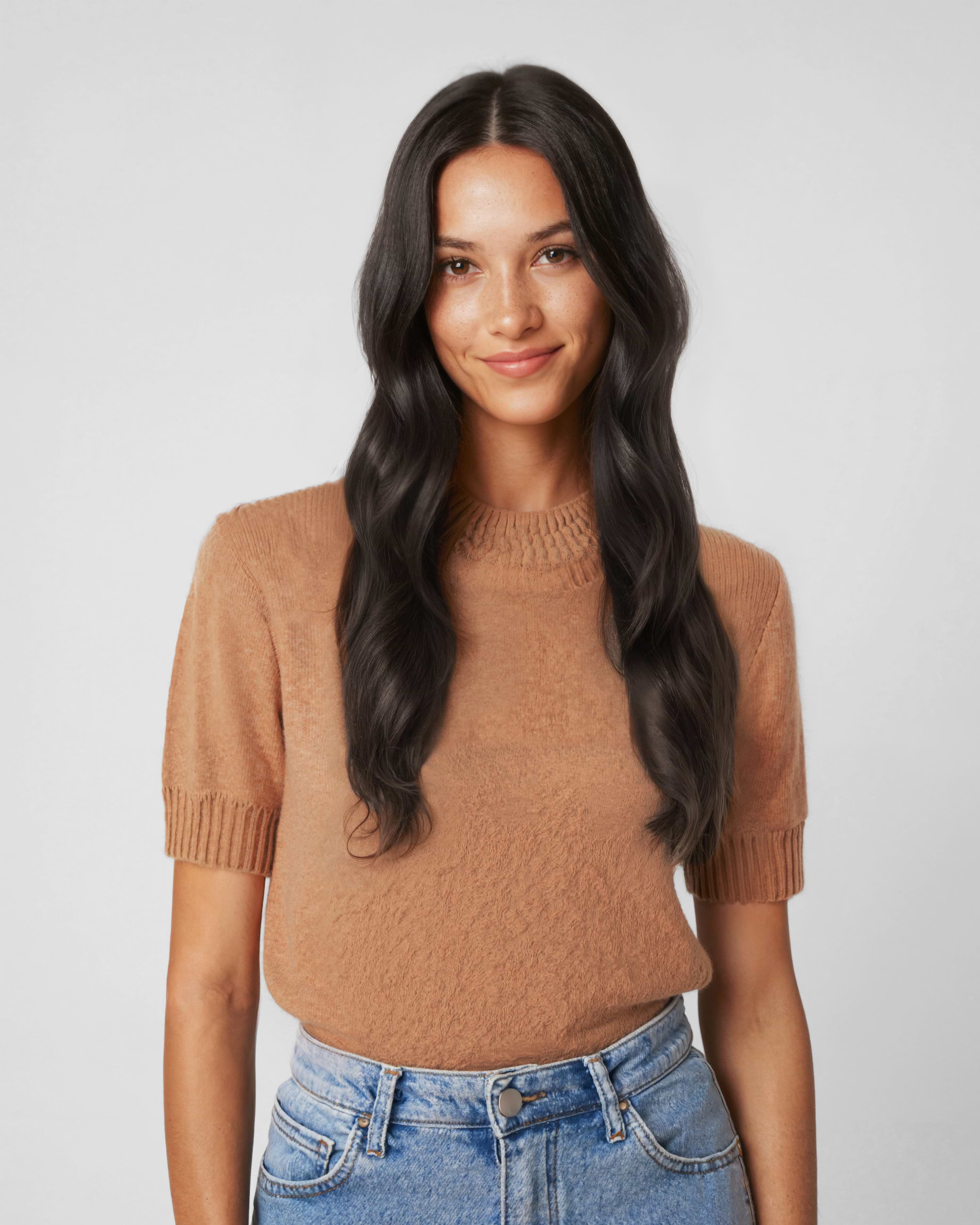 Classic Clip-ins 50 cm - Straight - Classic Clip-ins - Light Volume - 3 Pieces - Black Brown - Rapunzel of Sweden - Image 2