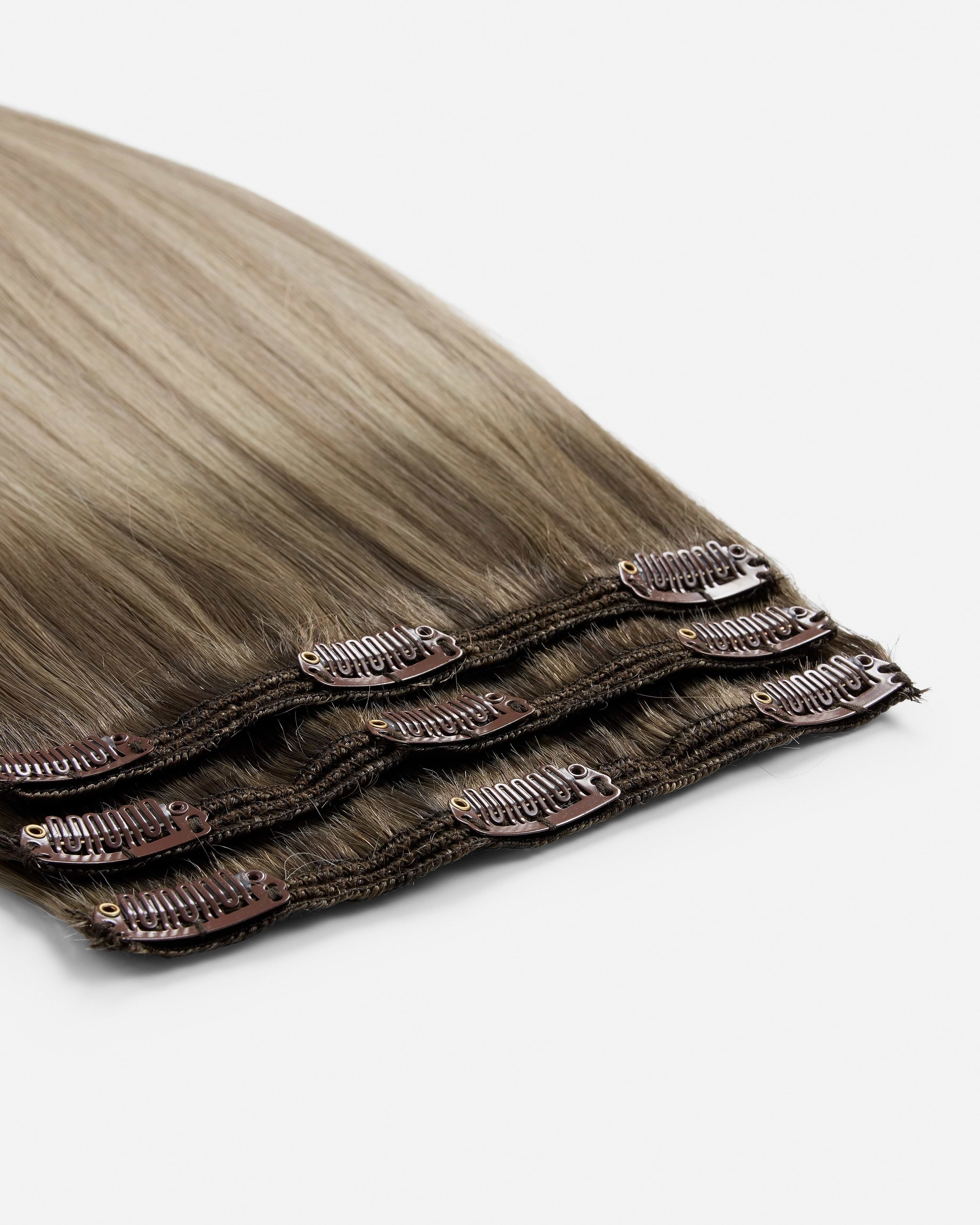 Classic Clip-ins 50 cm - Straight - Classic Clip-ins - Light Volume - 3 Pieces - Dark Ashy Blonde Balayage - Rapunzel of Sweden - Image 4