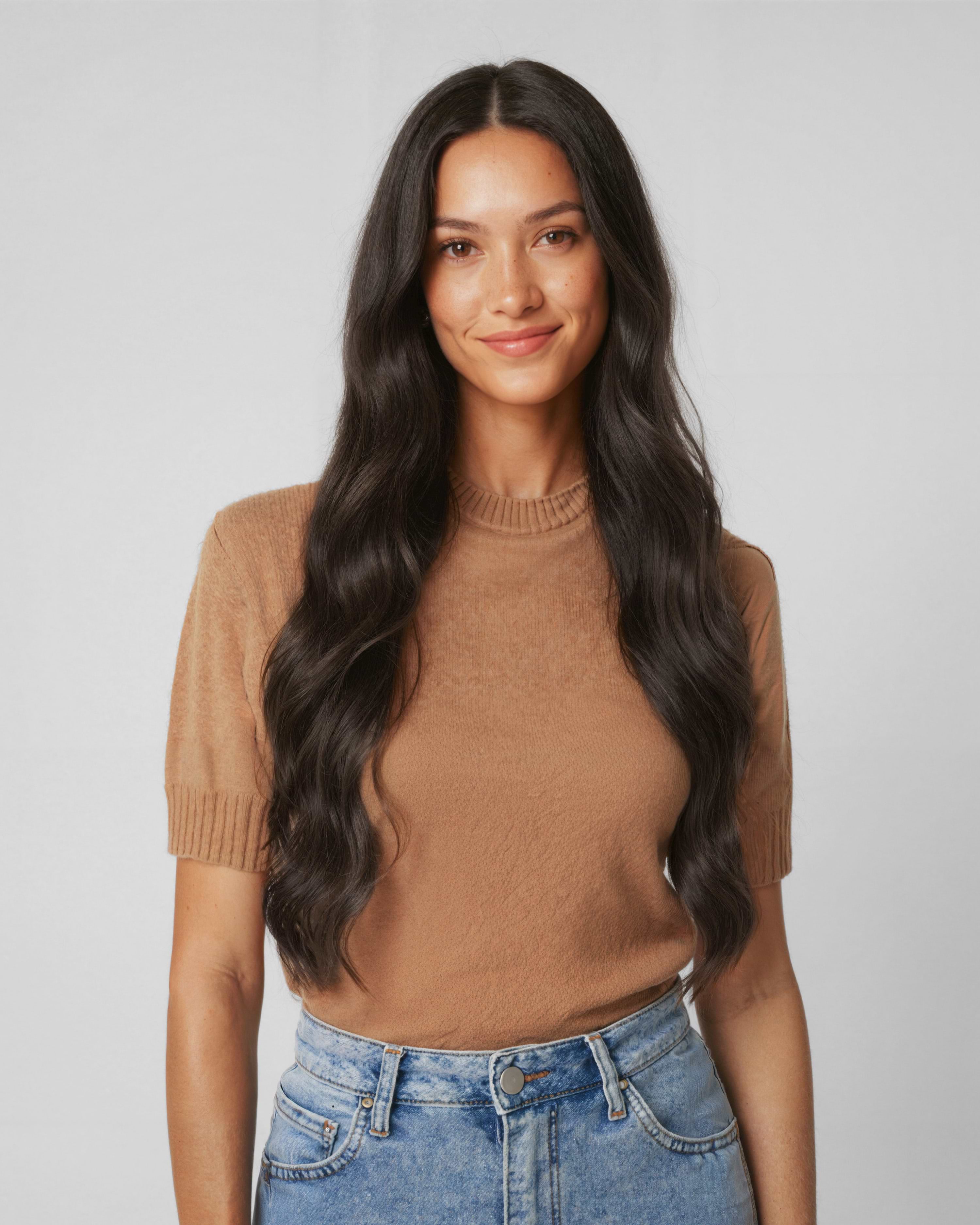 Classic Clip-ins 60 cm - Straight - Classic Clip-ins - Light Volume - 3 Pieces - Black Brown - Rapunzel of Sweden - Image 2