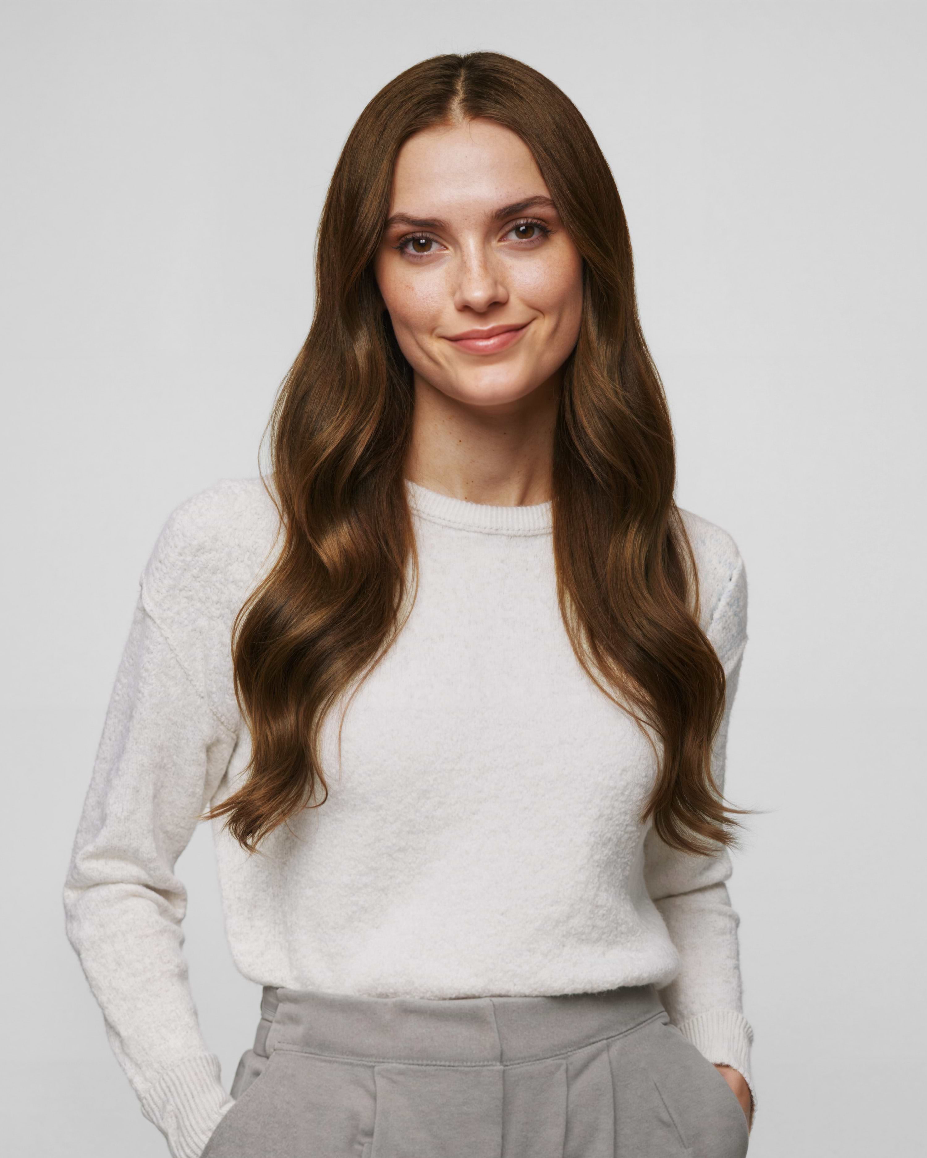 Classic Clip-ins 60 cm - Straight - Classic Clip-ins - Light Volume - 3 Pieces - Dark Brown - Rapunzel of Sweden - Image 2