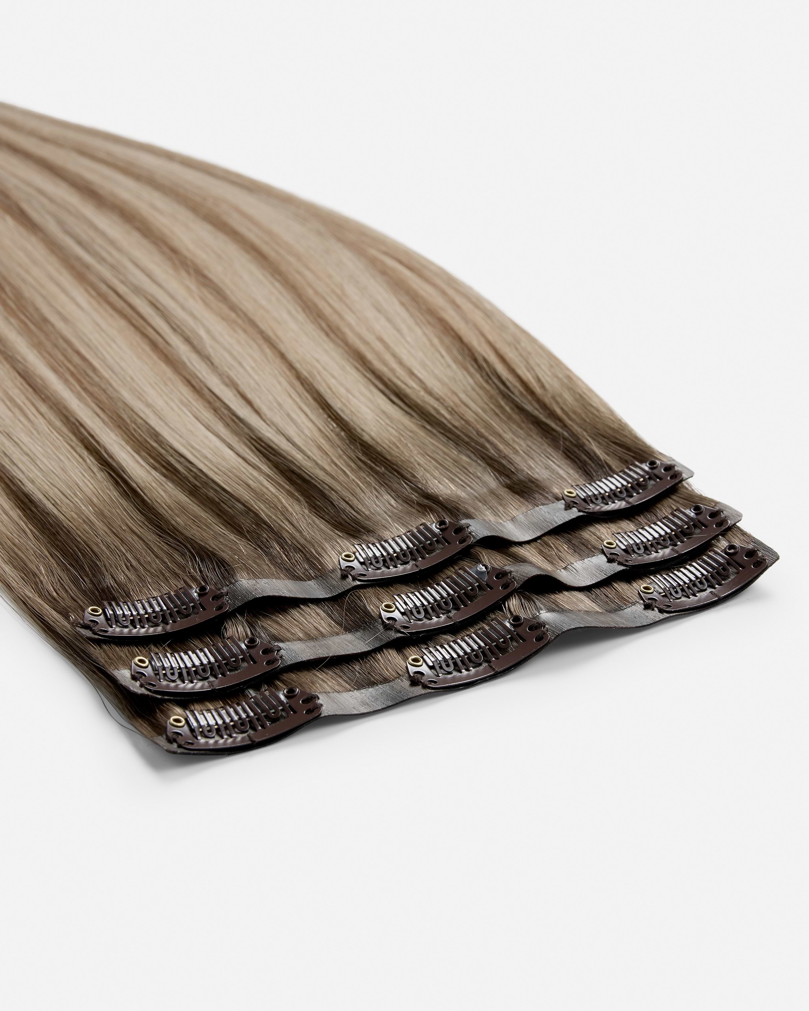 Classic Clip-ins 30 cm - Straight - Classic Clip-ins - Light Volume - 3 Pieces - Brown Ash Blonde Balayage - Rapunzel of Sweden - Image 4