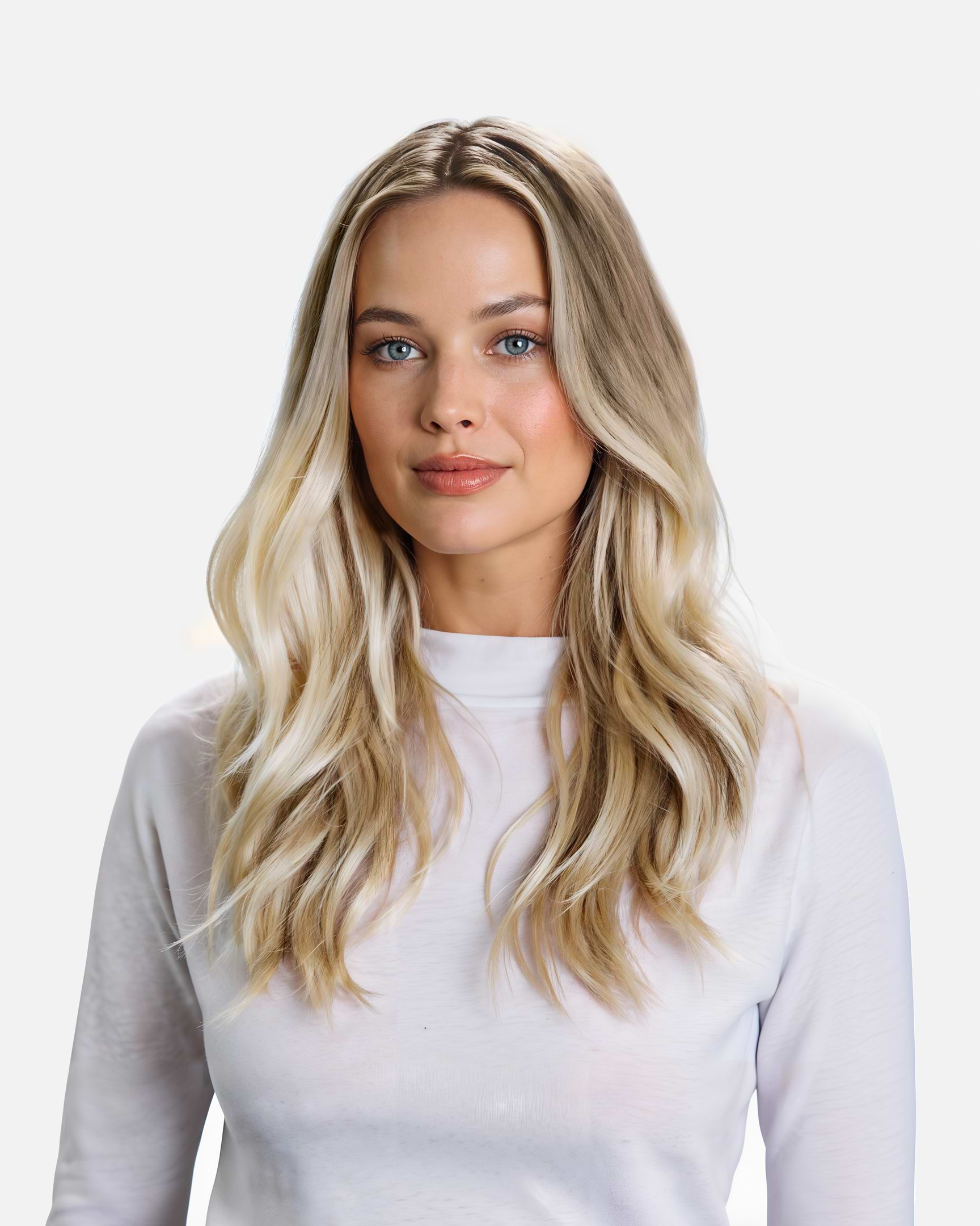 Invisible Clip-ins 40 cm - Straight - Invisible Clip-ins - Medium Volume - 7 Pieces - Cool Platinum Blonde Balayage - Rapunzel of Sweden - Image 3