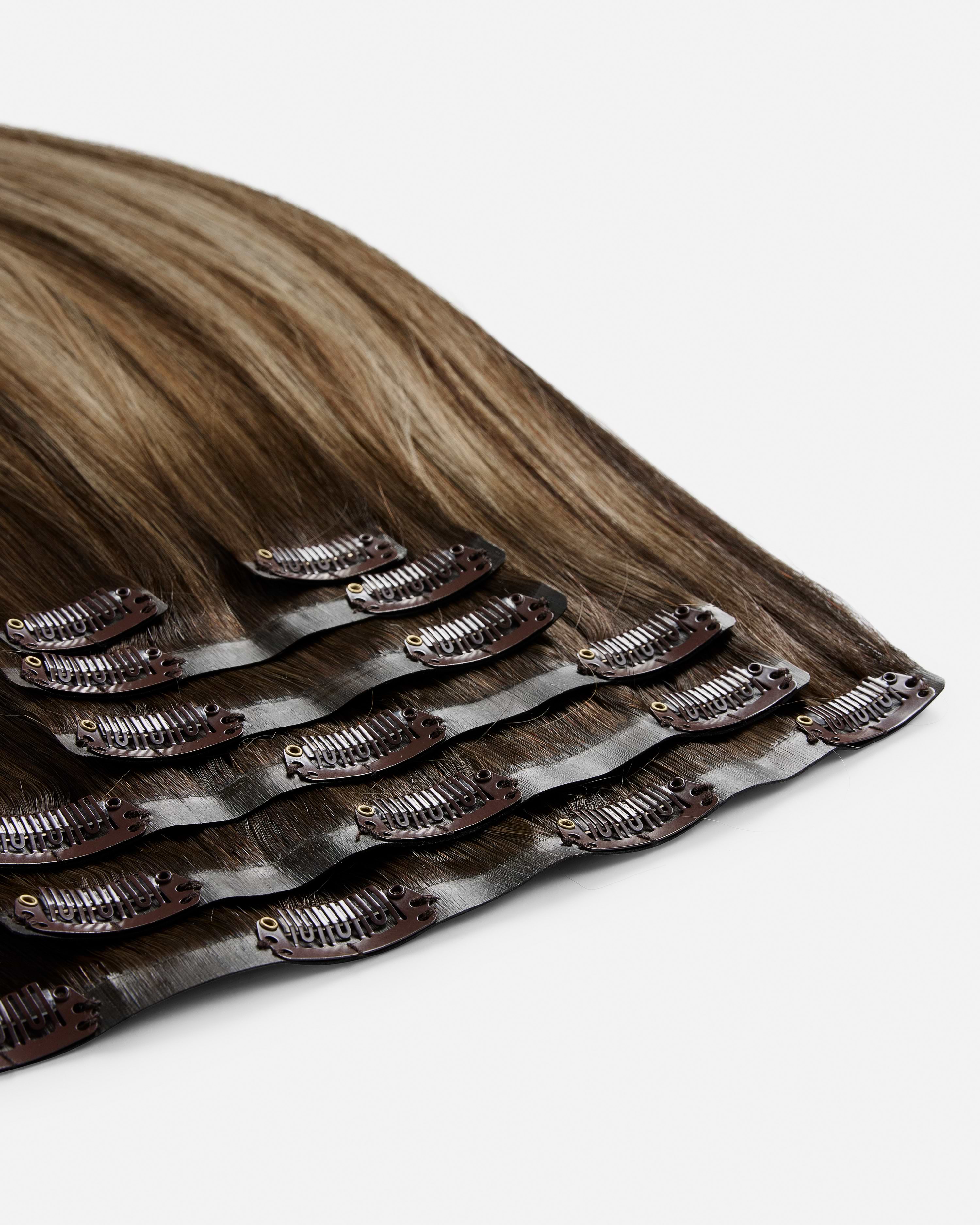 Invisible Clip-ins 40 cm - Straight - Invisible Clip-ins - Medium Volume - 7 Pieces - Hazelnut Caramel Balayage - Rapunzel of Sweden - Image 4