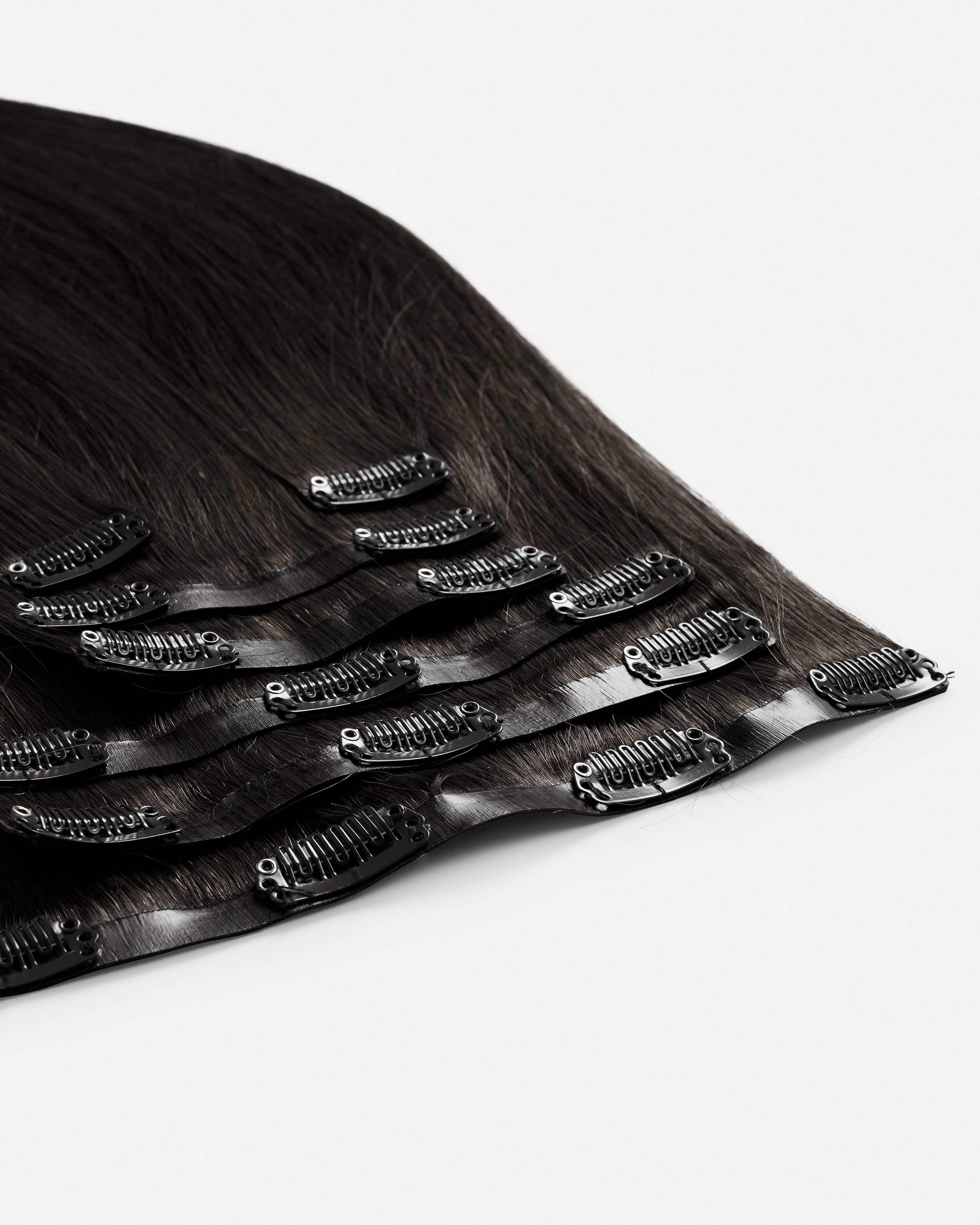 Invisible Clip-ins 40 cm - Straight - Invisible Clip-ins - Medium Volume - 7 Pieces - Black Brown - Rapunzel of Sweden - Image 4