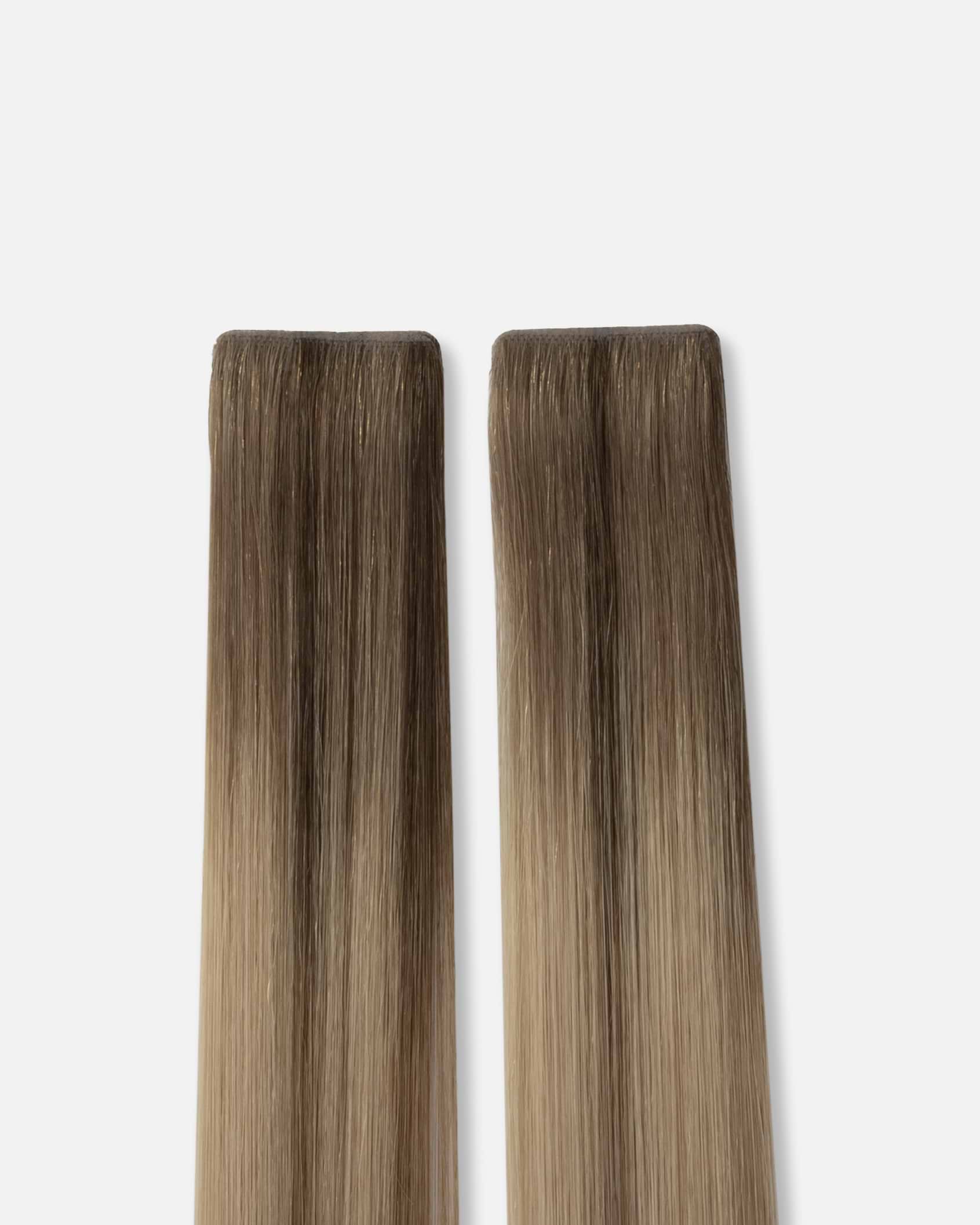Ultra Tape Extensions 40 cm - Straight - Seamless Tape 3 cm - 10 Pieces - Brown Ash Blonde Balayage - Rapunzel of Sweden - Image 4