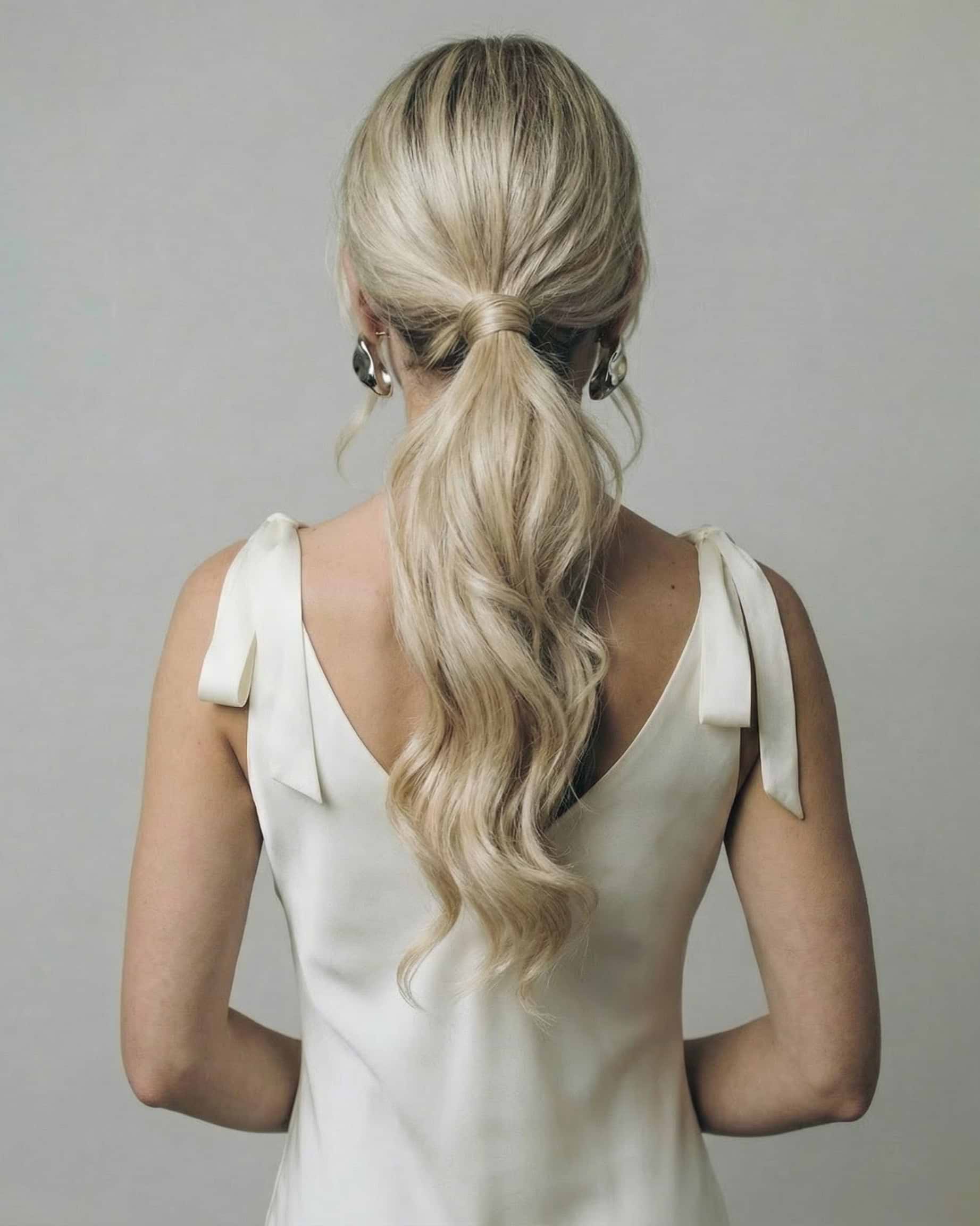 Low Wedding Ponytail 50 cm Brownish Blonde Balayage