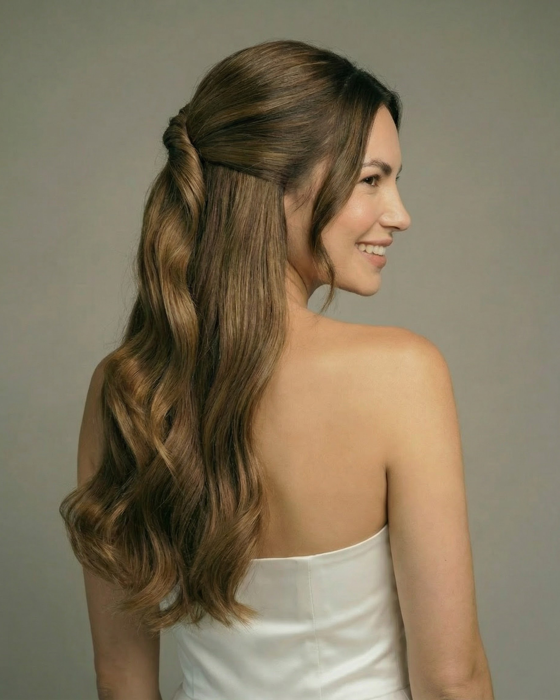 Half Up-Do Wedding Hair 50 cm Hazelnut Caramel Balayage