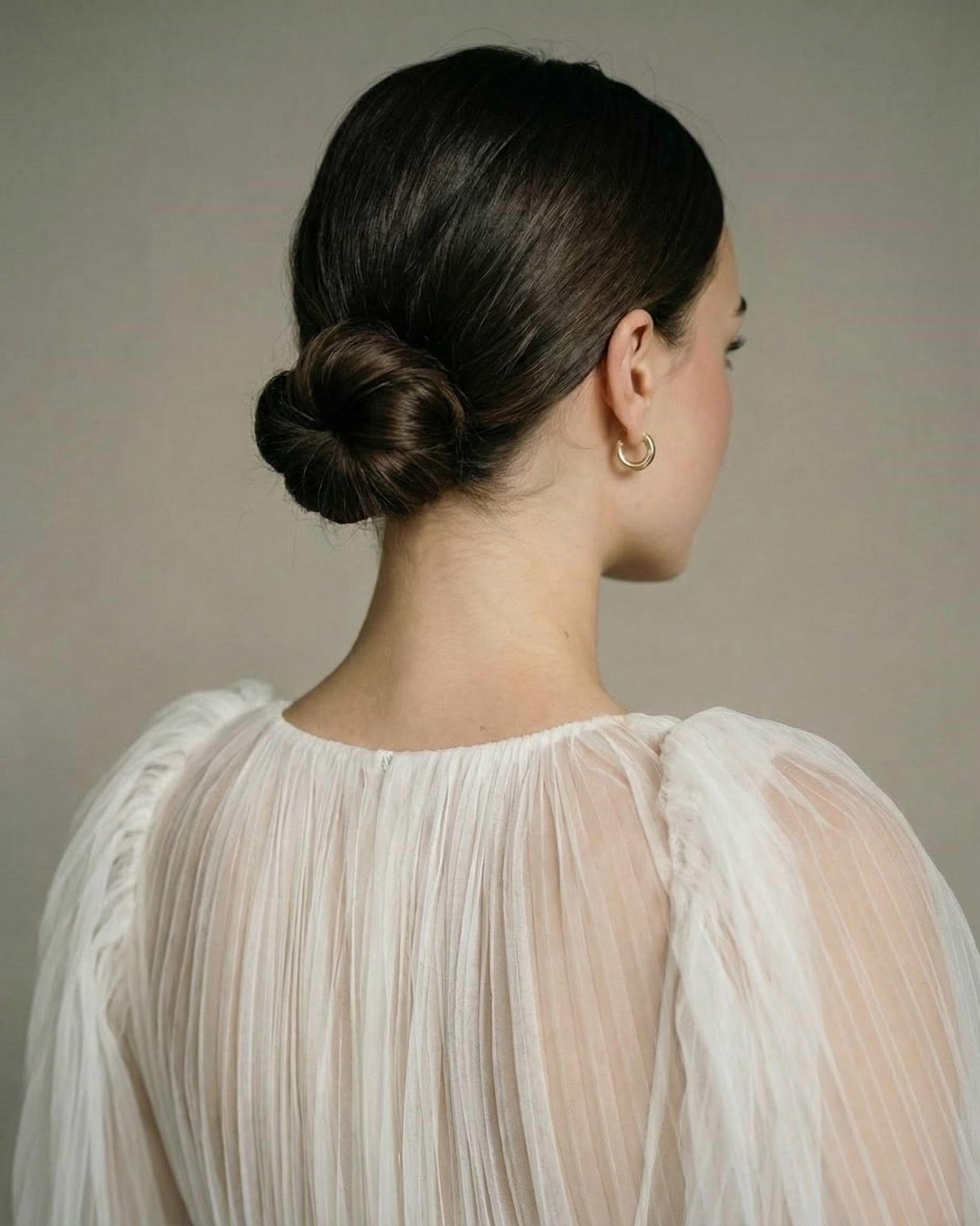 Low Bun Wedding Hairstyle 50 cm Dark Ashy Blonde Balayage