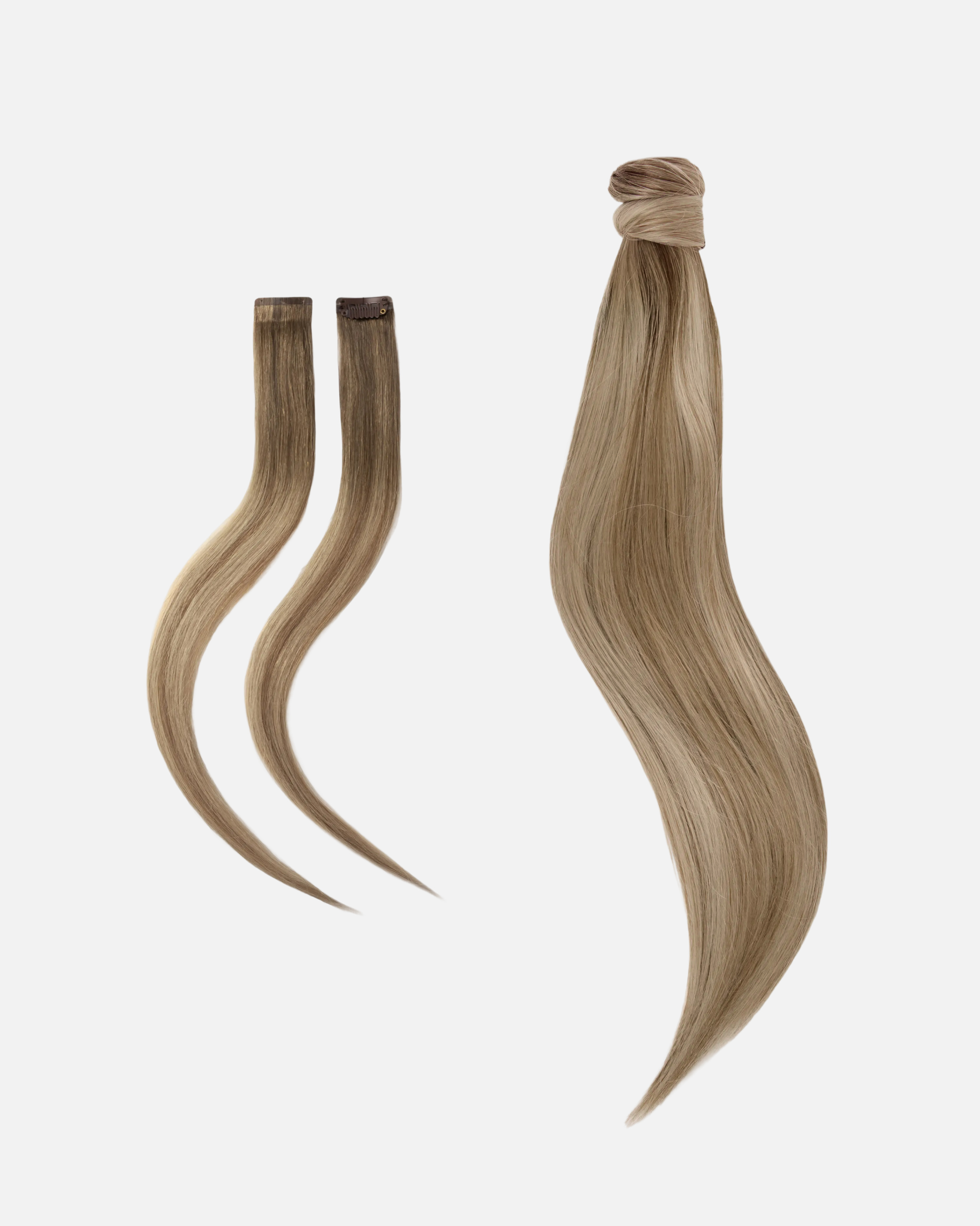 Low Wedding Ponytail 50 cm Brown Ash Blonde Balayage