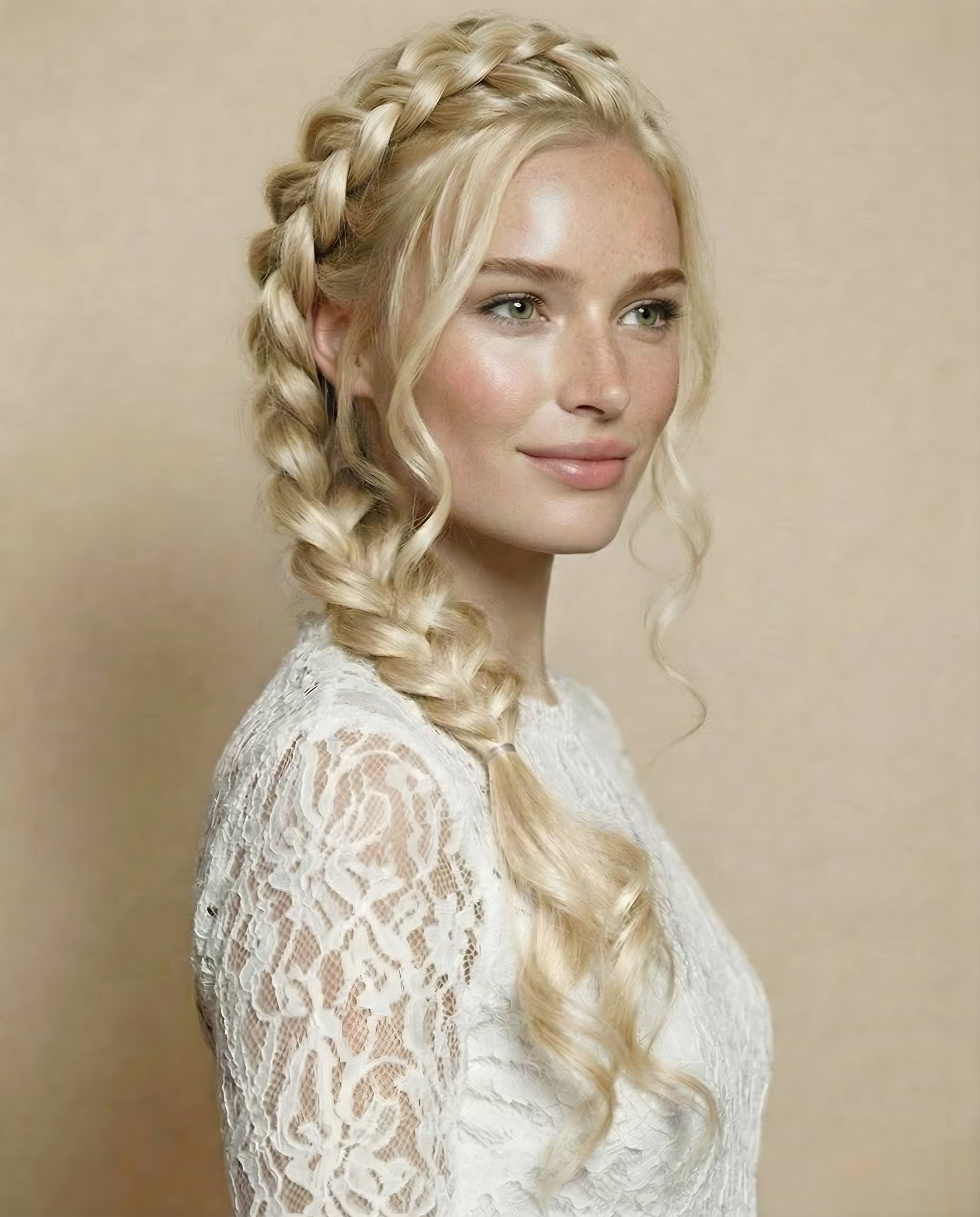 Romantic Braided Wedding Hair 55 cm Platinum Blonde