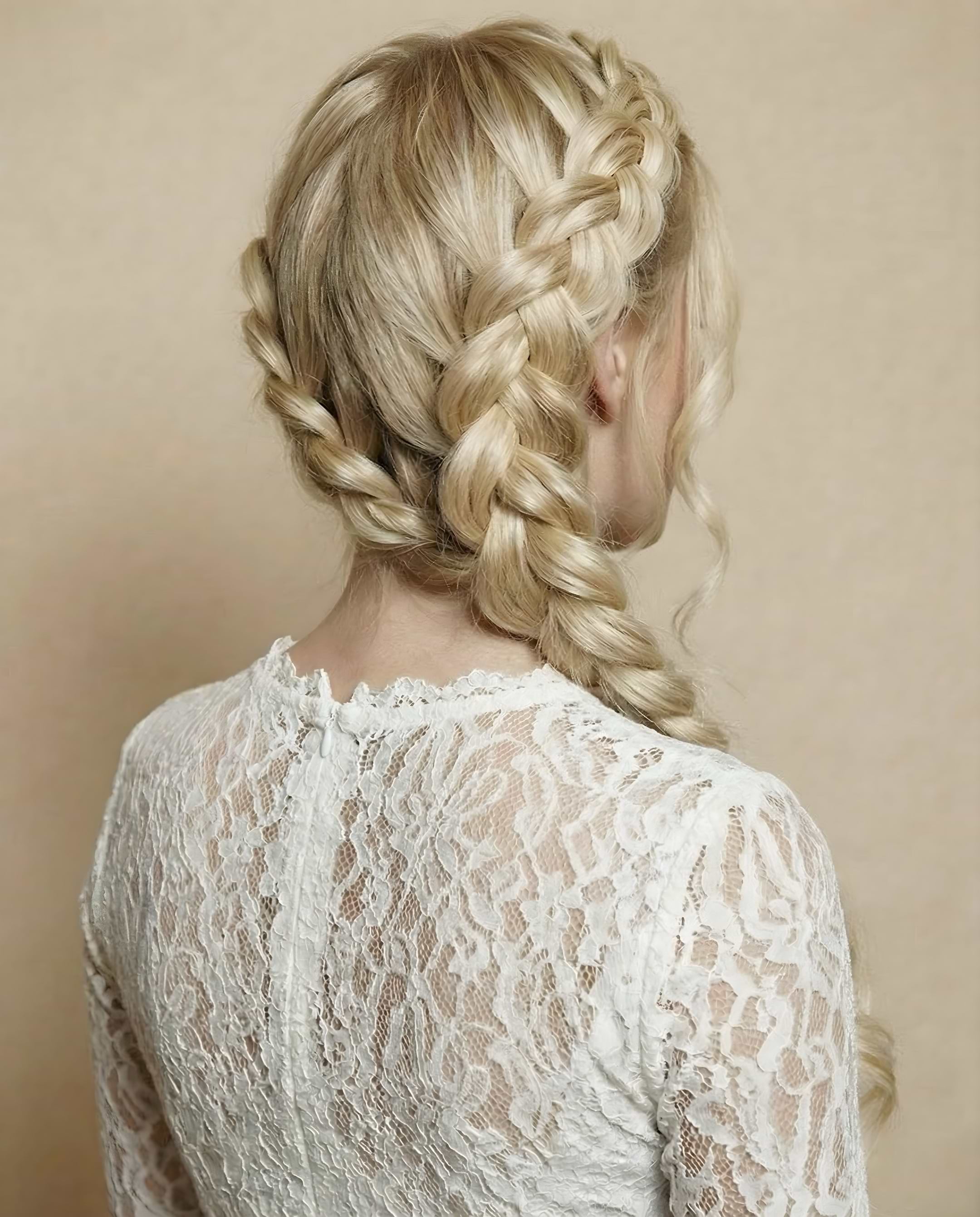 Romantic Braided Wedding Hair 55 cm Dark Ashy Blonde Balayage