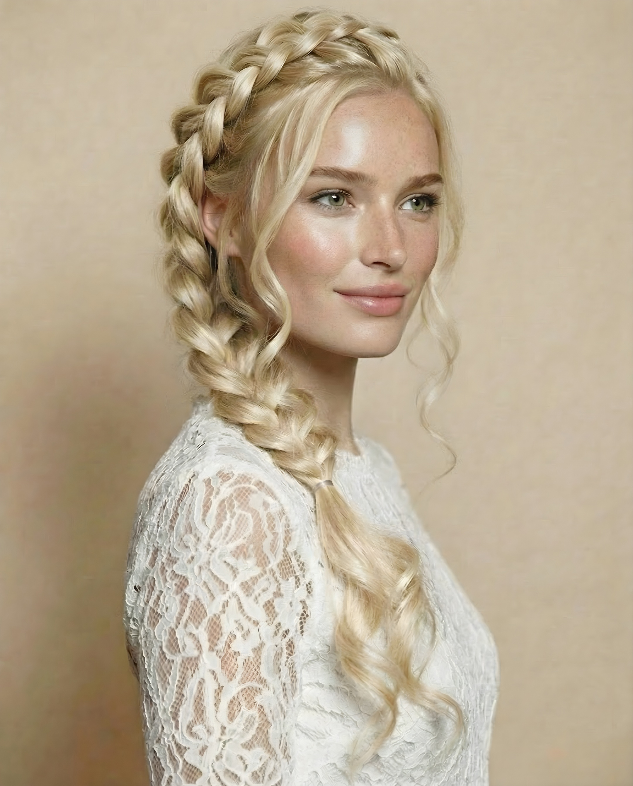 Romantic Braided Wedding Hair 55 cm Cendre Ash Blonde Mix