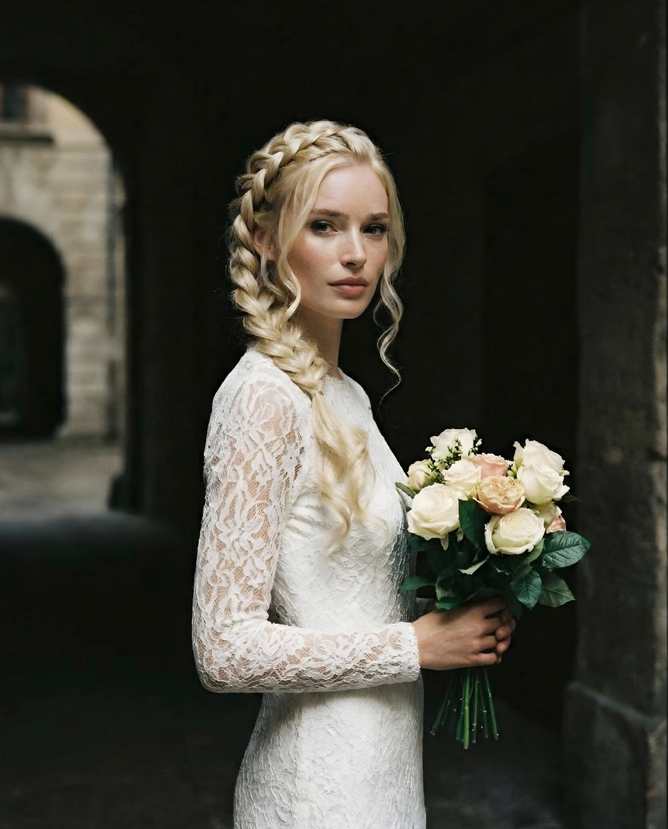 Romantic Braided Wedding Hair 55 cm Cendre Ash Blonde Mix