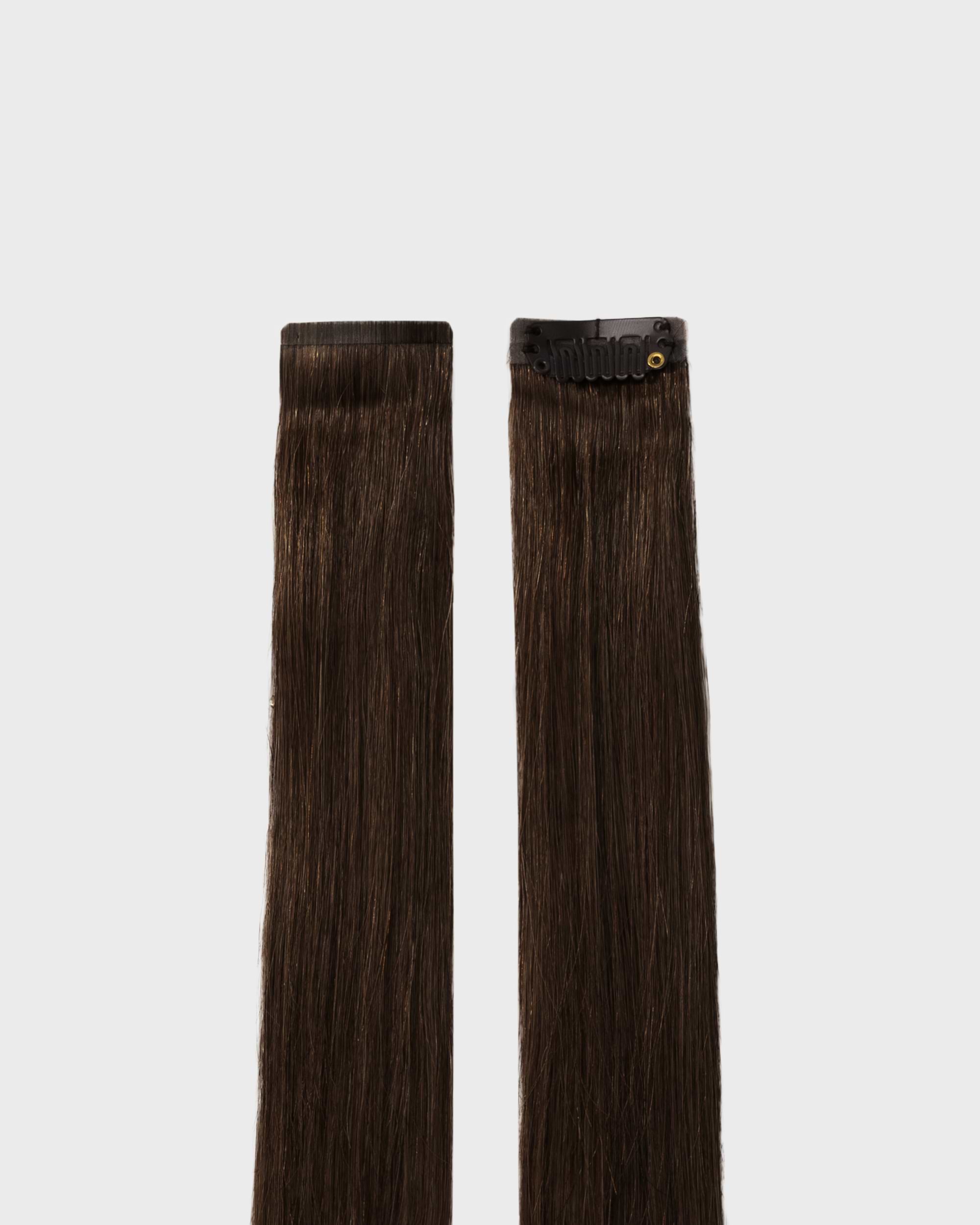 Single Invisible Clip-ins 40 cm - Straight - Invisible Clip-ins - Light Volume - 2 Pieces - Chocolate Brown - Rapunzel of Sweden - Image 2