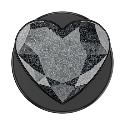 Secondary image for hover Crystal Heart Black Glitter &mdash;  MagSafe PopGrip