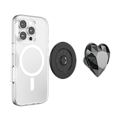 Crystal Heart Black Glitter &mdash;  MagSafe PopGrip image number 6