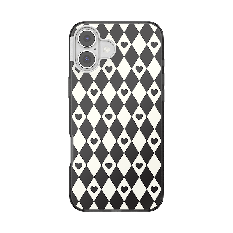 Harlequin Hearts Black &mdash; iPhone 16 Plus MagSafe Case image number 0