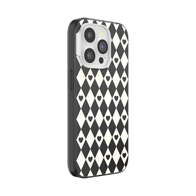 Harlequin Hearts Black &mdash; iPhone 15 Pro MagSafe Case image number 1
