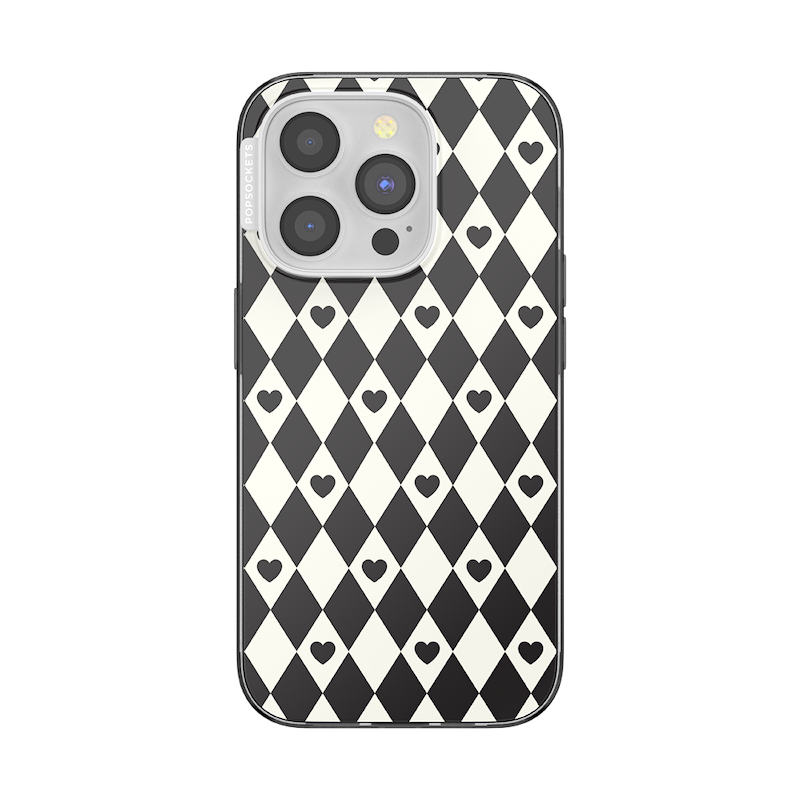 Harlequin Hearts Black &mdash; iPhone 15 Pro MagSafe Case image number 0