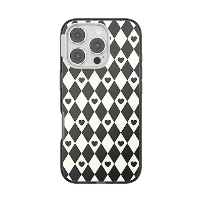 Harlequin Hearts Black &mdash; iPhone 16 Pro MagSafe Case