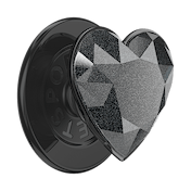 Crystal Heart Black Glitter &mdash;  MagSafe PopGrip image number 1