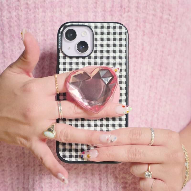 Crystal Heart Neon Pink &mdash;  MagSafe PopGrip image number 4