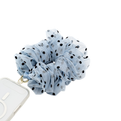 Polka Dot Tulle Blue Scrunchie &mdash;  Phone Wristlet image number 2