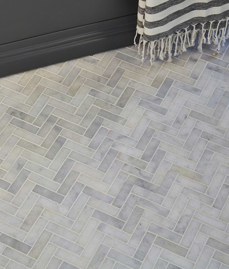 Long Island Marble Herringbone Mosaic