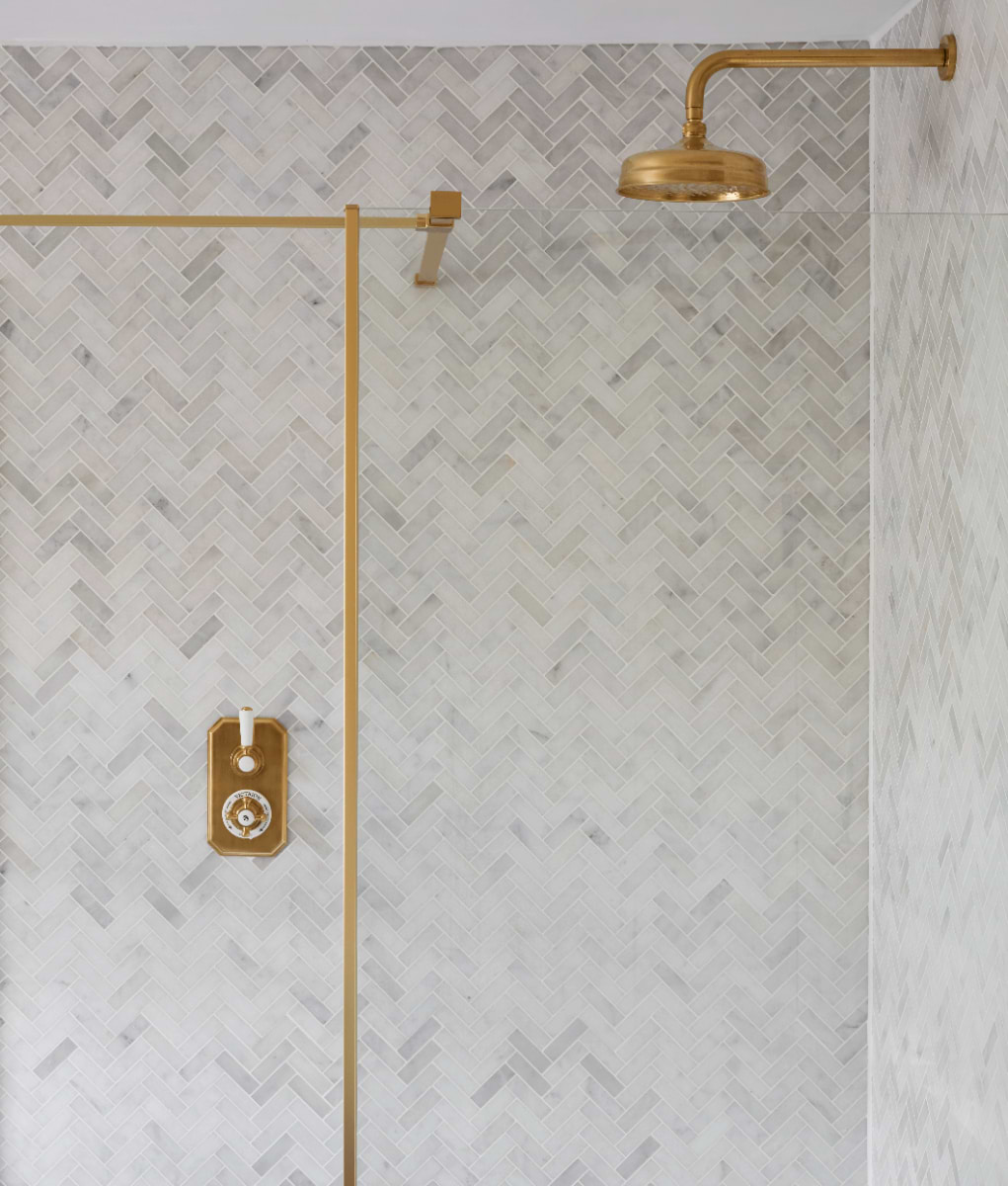 Long Island Marble Herringbone Mosaic
