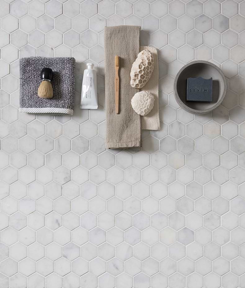 Long Island Marble Small Hexagon Mosaic