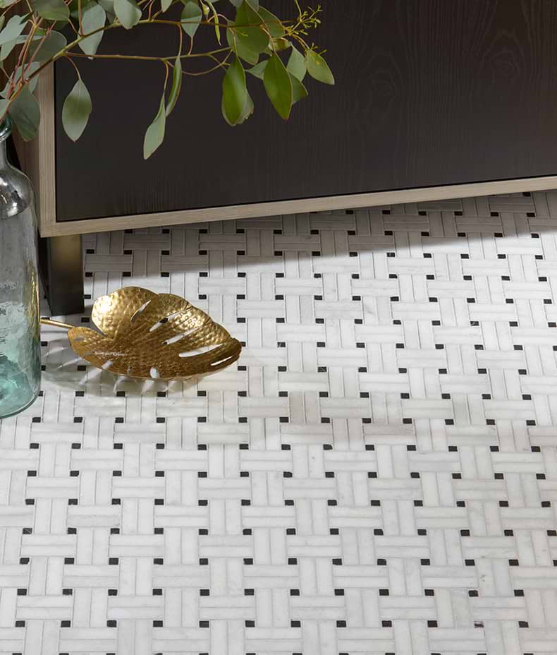 Long Island Marble Honed Finish Wicker Mosaic