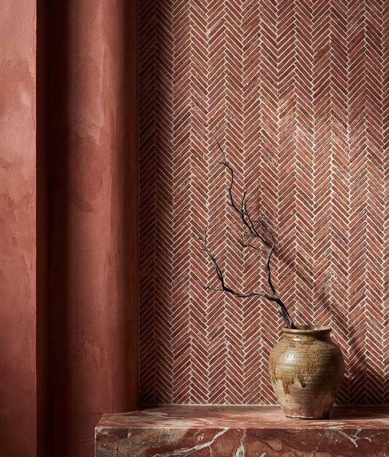 Athens Rosso Travertine Mosaic