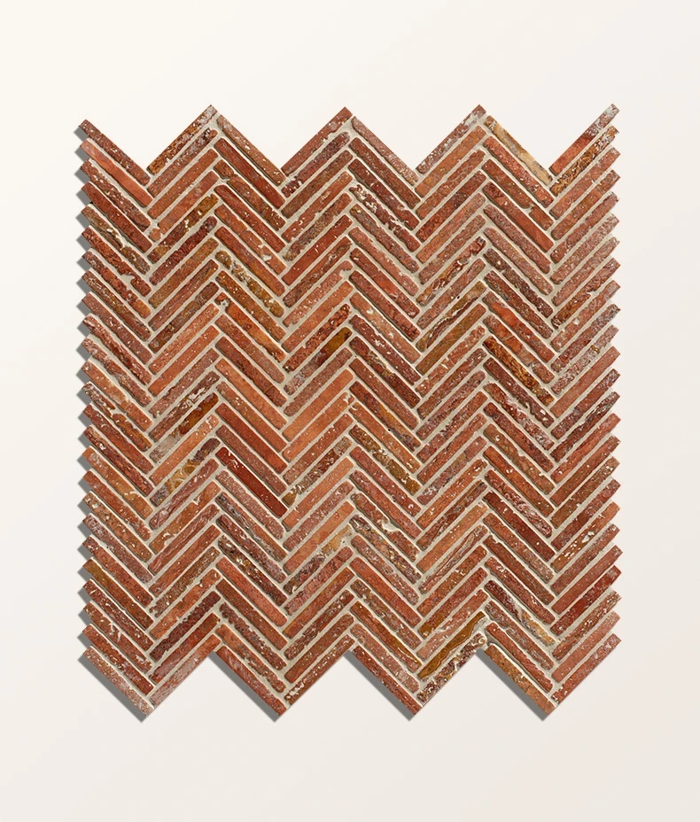 Athens Rosso Travertine Mosaic