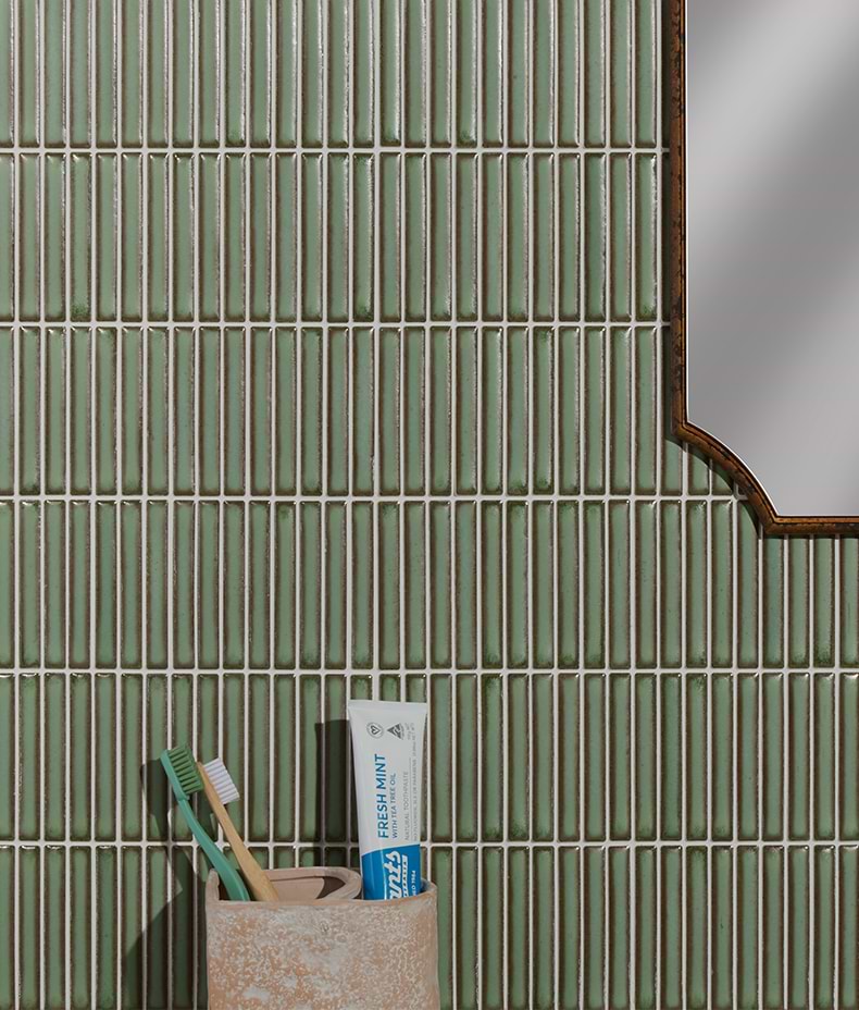Bamboo Lustre Porcelain Mosaic Avocado