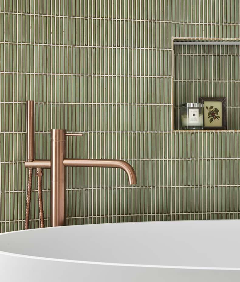Bamboo Lustre Porcelain Mosaic Avocado