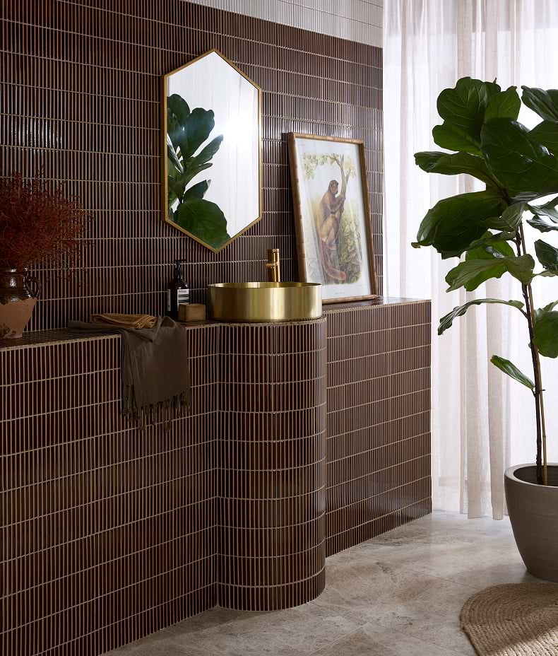 Bamboo Porcelain Mosaic Caramel