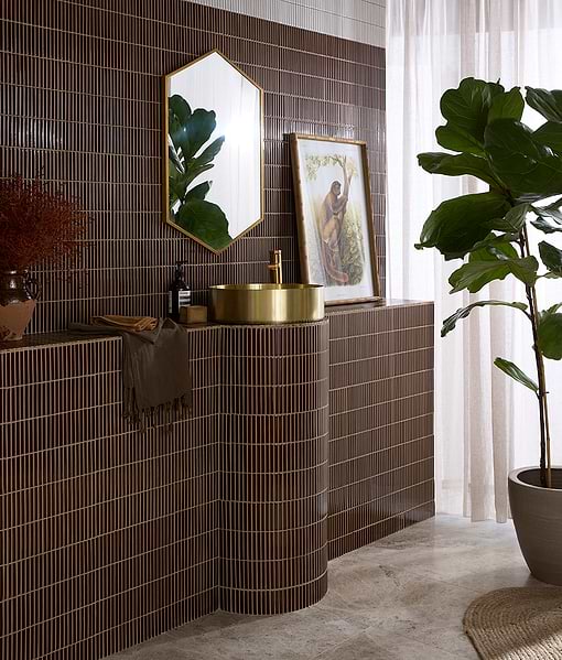 Bamboo Porcelain Mosaic Caramel
